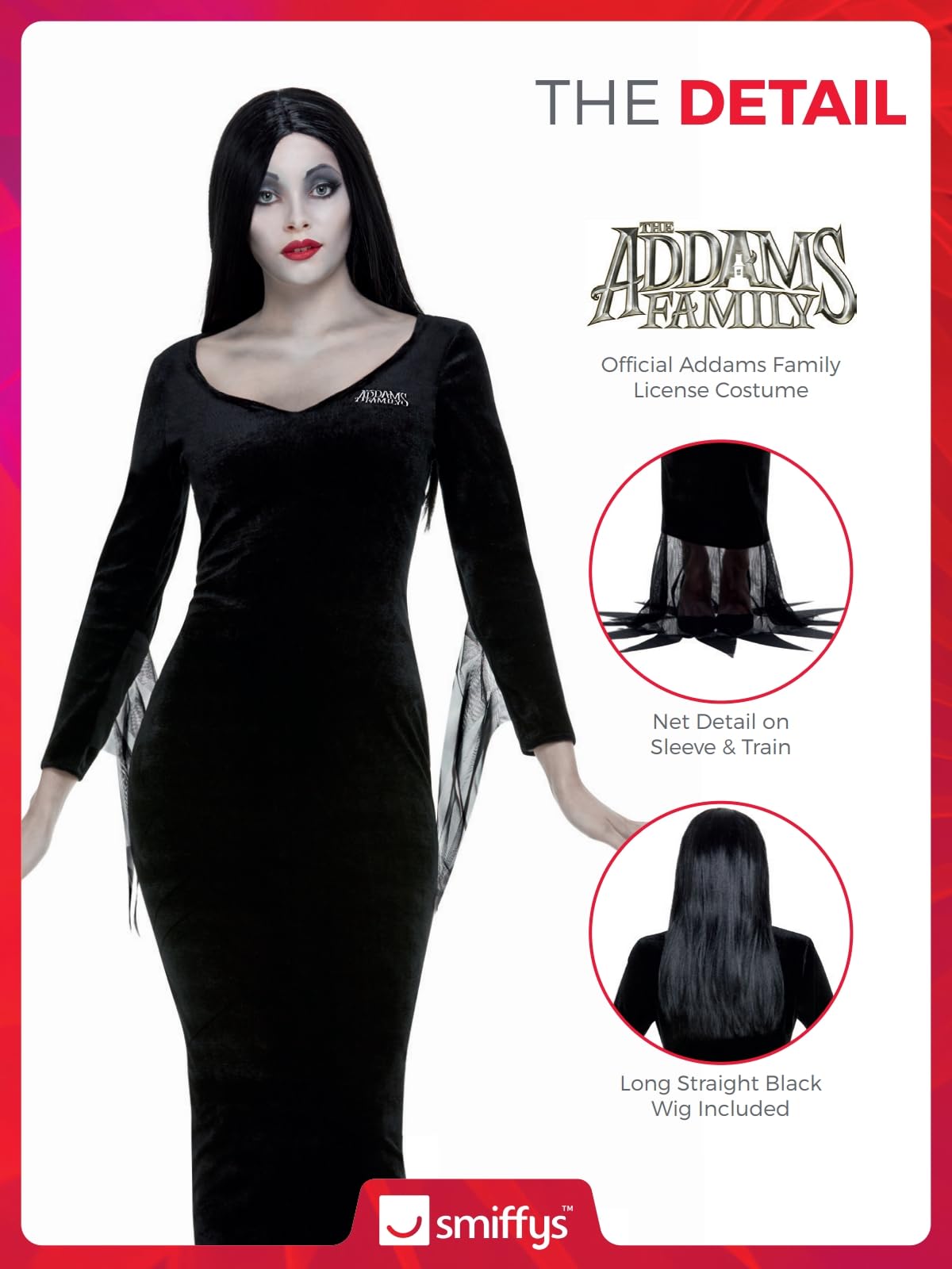 Smiffys Damen, Offiziell Lizenziertes Addams-familie Morticia, offiziell lizenziertes Addams-Familie Morticia (1er Pack)