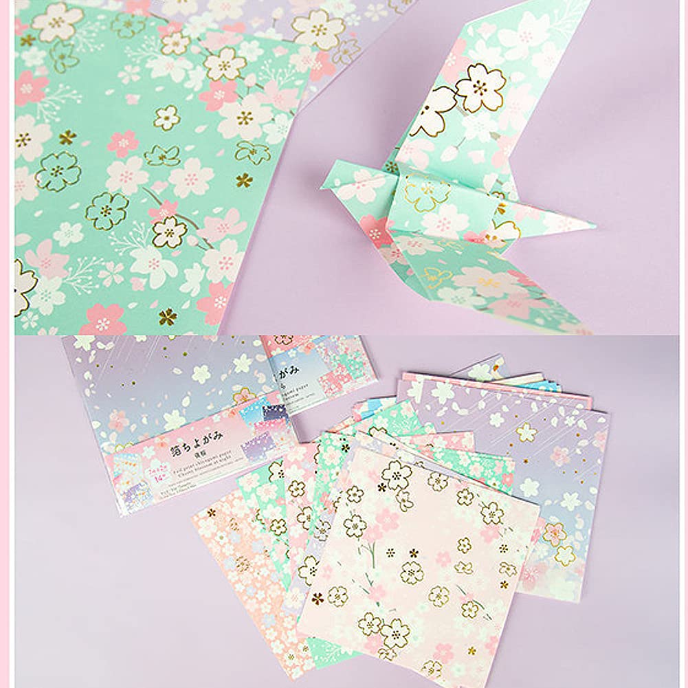 Amazon.co.jp: 折り紙 和柄 千代紙 季節の和絵柄 桜柄 15×15cm 28柄  