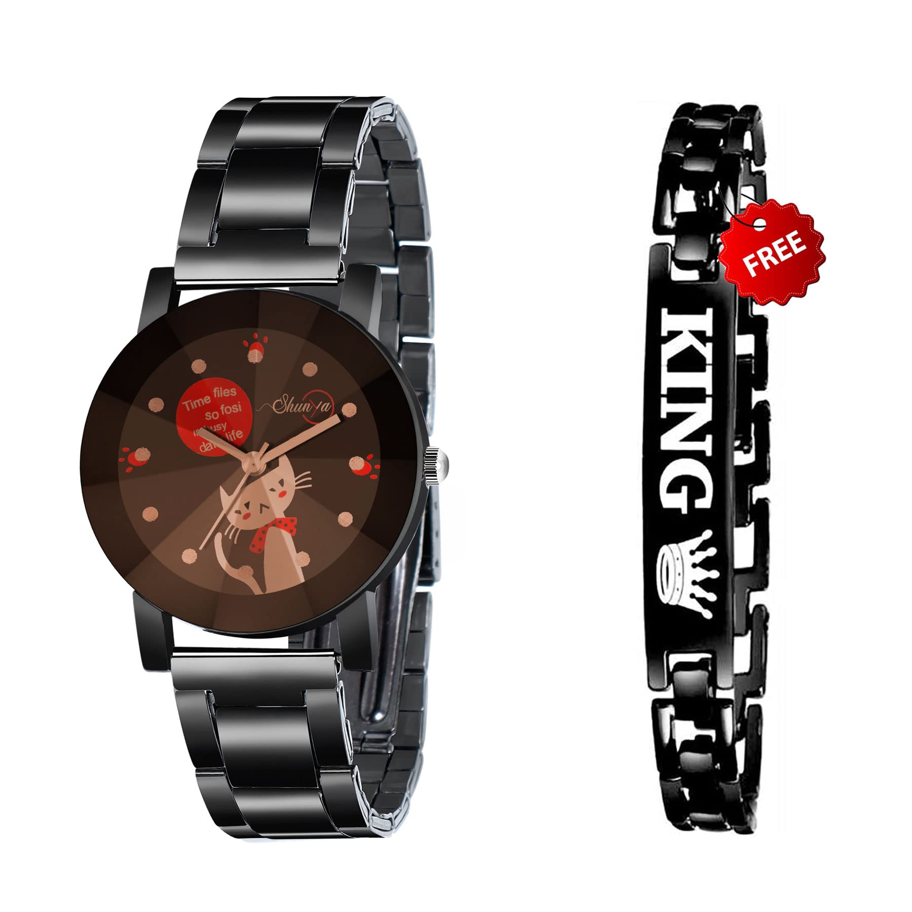 Shunya womens Metal Multicolour Dial Starry Sky Quartz Watches Analog Watch & Free King Bracelet Pack of-2 (B09TWHRQBC) Amazon Price History, Amazon Price Tracker