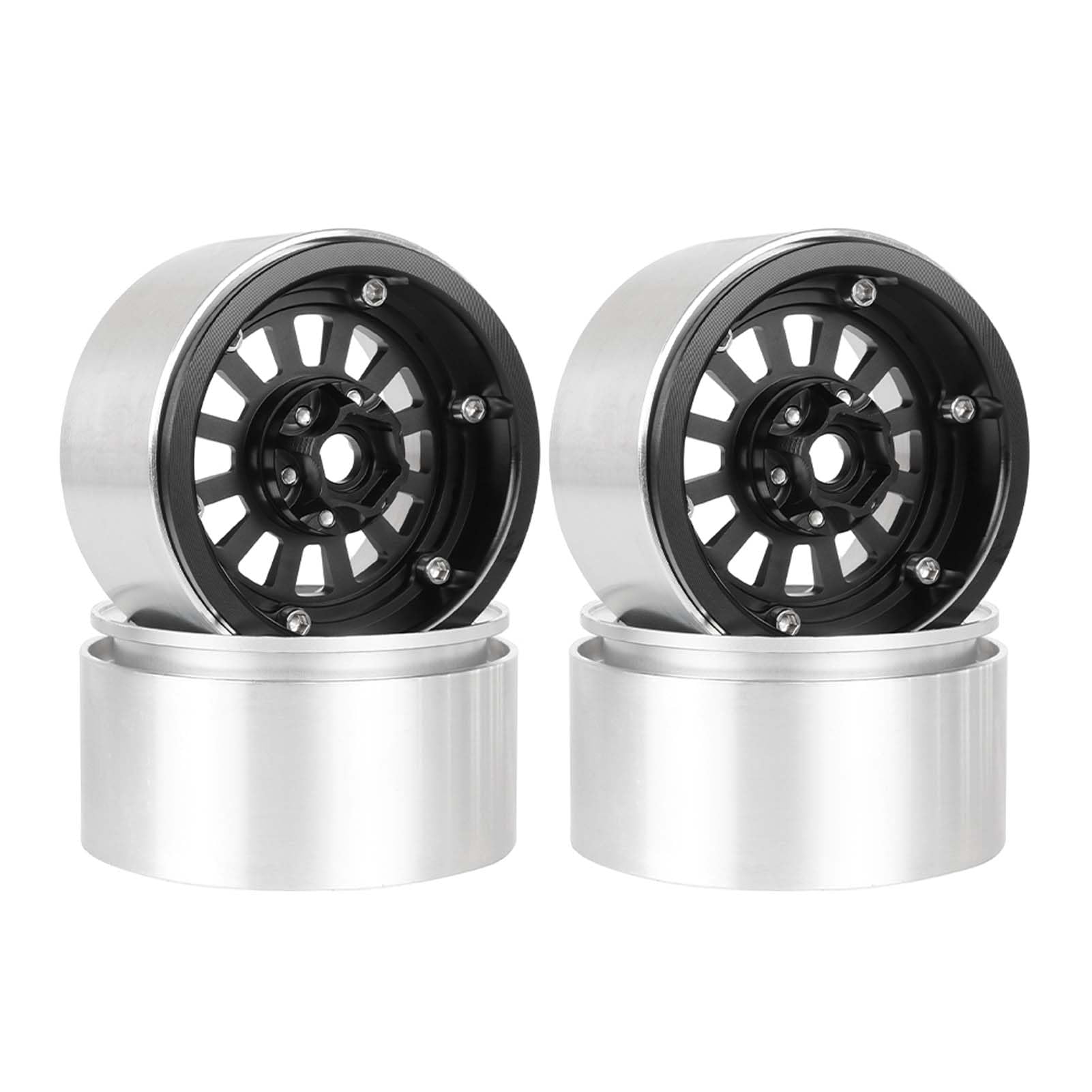 KEEDA Roues Beadlock en aluminium 2,2 - Profondeur d'insertion de 10 mm - 12 rayons - Pour SCX10 RR10 TRX4 VS4-10 Gen8 1/10 RC Crawler - Noir