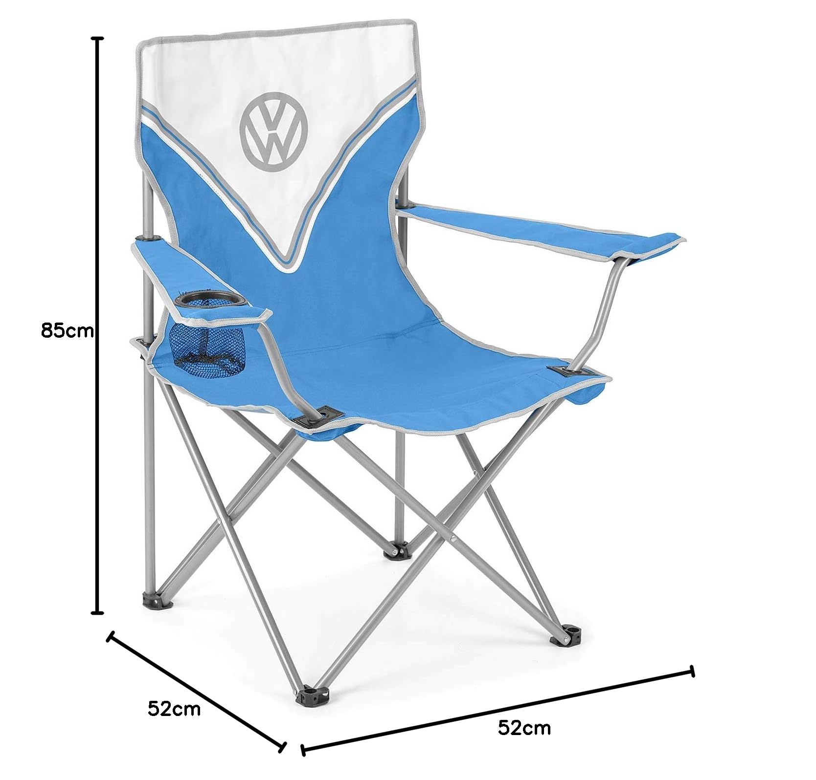 VW Collection - Volkswagen Hippie Bus T1 Camper Van Sedia da Campeggio Pieghevole con Borsa da Trasporto (Fronte/Blu & Bianco)