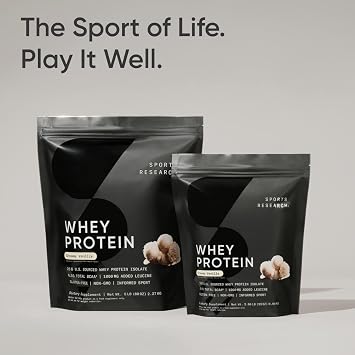 Sports Research Whey Protein Isolate - Sports Nutrition Protein Powder 25g per Serving - 5lb Bag Whey Protein - Vanilla Flavor - Bulk Protein Powder, 56 Servings