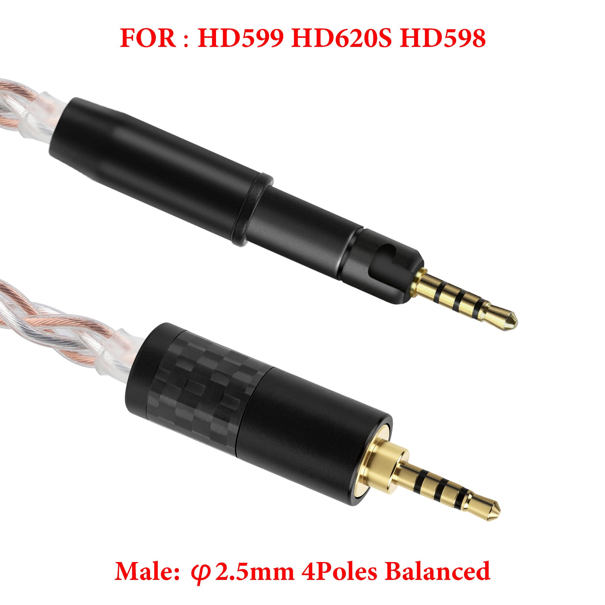 GEEKRIA Apollo Copper Silver Braid Upgrade Audio Cable Compatible with Sennheiser HD 620S/599/598/550/505, 2.5mm Replacement Headphones Cord for Hi-Resolution Audiophile (4ft/1.2m) 1