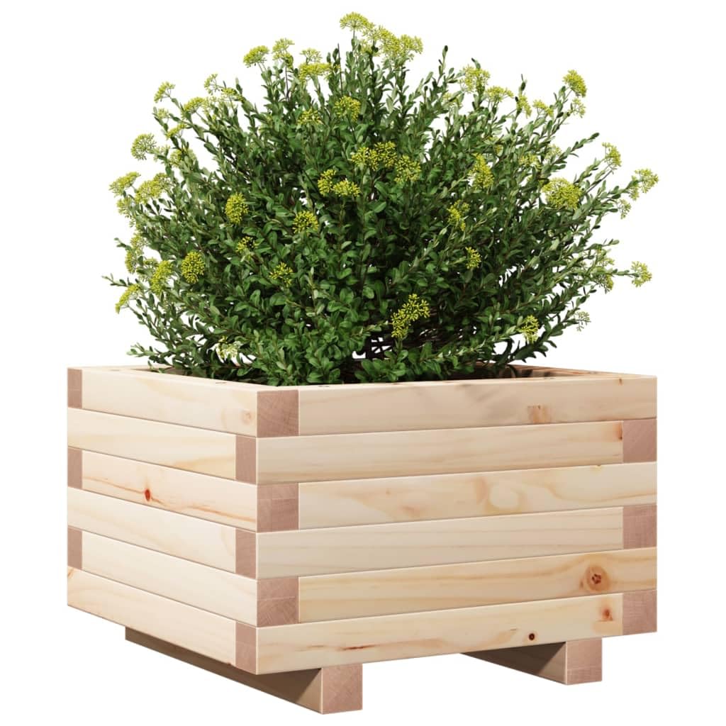 Jardinera de jardín de madera maciza de pino, 40 x 40 x 26,5 cm, para plantas, flores y hierbas aromáticas, marco robusto y estable, decoración rústica para huerto y balcón