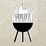 Riethmüller Servietten "Grillzeit ist die beste Zeit" 33cm x 33cm, 16 Stück - Große Papier-Servietten mit Spruch für Grillfeier & Gartenparty - Tischdeko