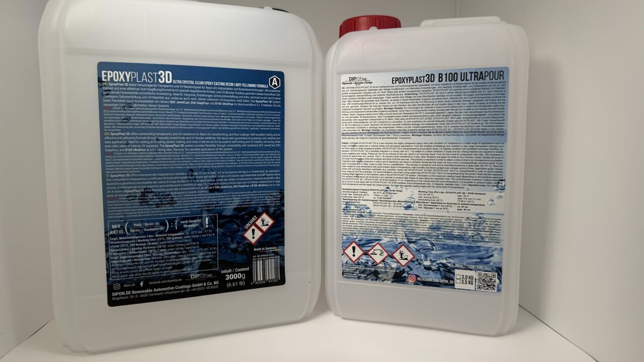 Żywica epoksydowa 60 kg, 3D, B100, ULTRA POUR, wysokość odlewania do stołów rywertycznych, ultra diamentowa przezroczysta, maksymalna ochrona przed promieniowaniem UV, żywica odlewnicza,