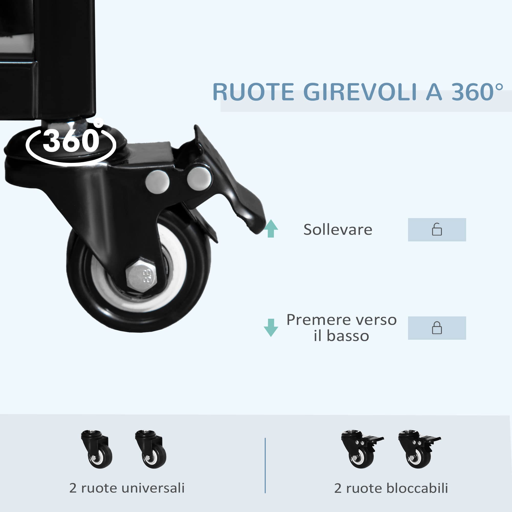 PawHut Gabbia Box per Cani Cuccioli da Interno Esterno con Rotelle 92×62×75cm
