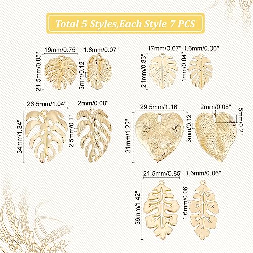 PH PandaHall 35Pcs Monstera Leaf Charms - Image 2