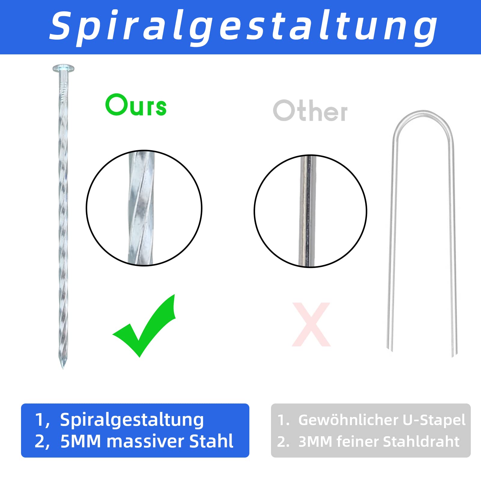 Lot De 50 Piquets De Fixation Pour Jardin - 150x36mm 3mm Piquets De Fixation En Acier Galvanise Forme De U Pour Toiles De Paillages Grillage Et Filets 89076242