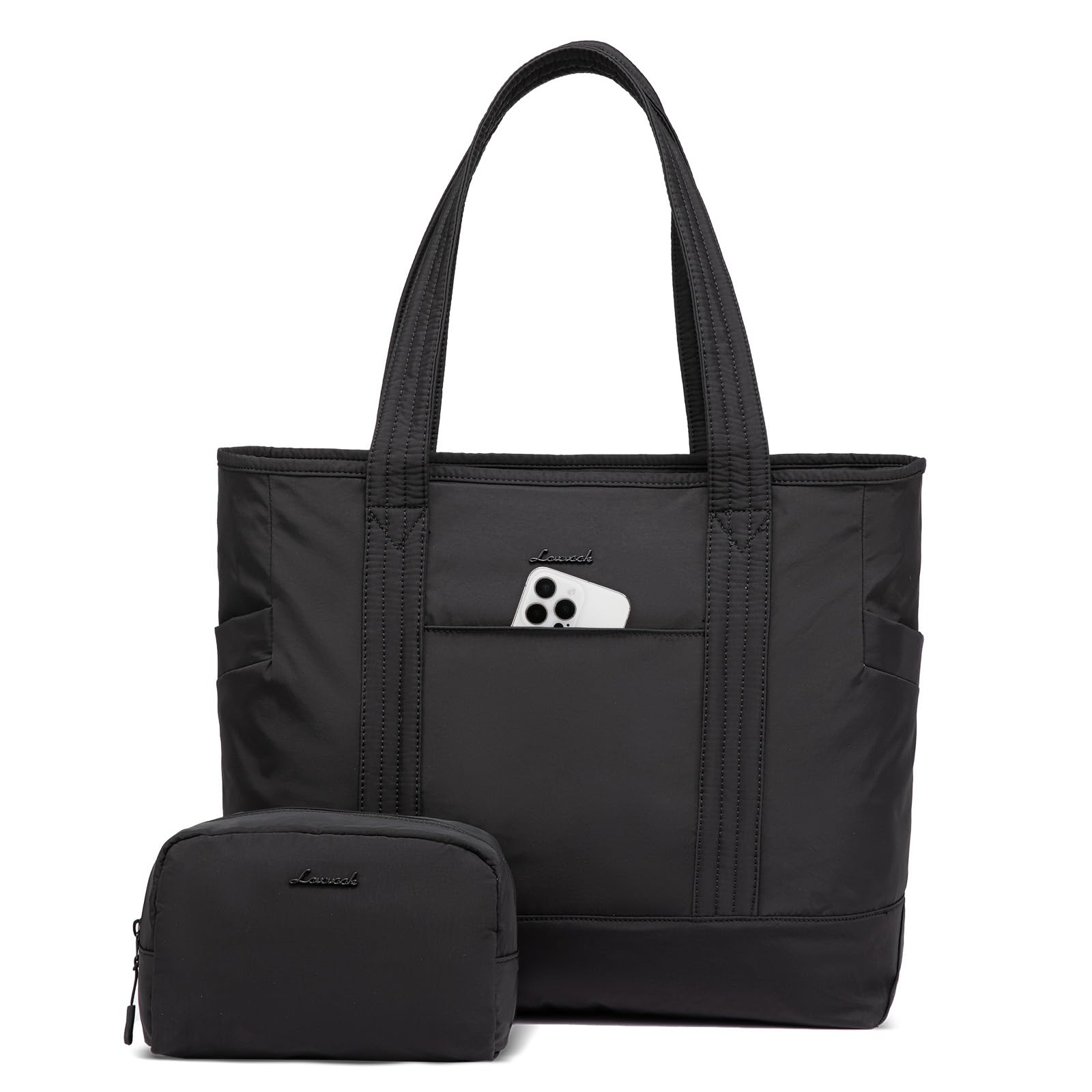 LOVEVOOK Shopper Tasche Damen Handtasche Groß Laptoptasche 17 Zoll Tote Bag Women Arbeitstasche Bürotasche Lehrertasche Einkaufstasche Tragetasche Leicht für Schule Gym Reisen Business Daily Schwarz
