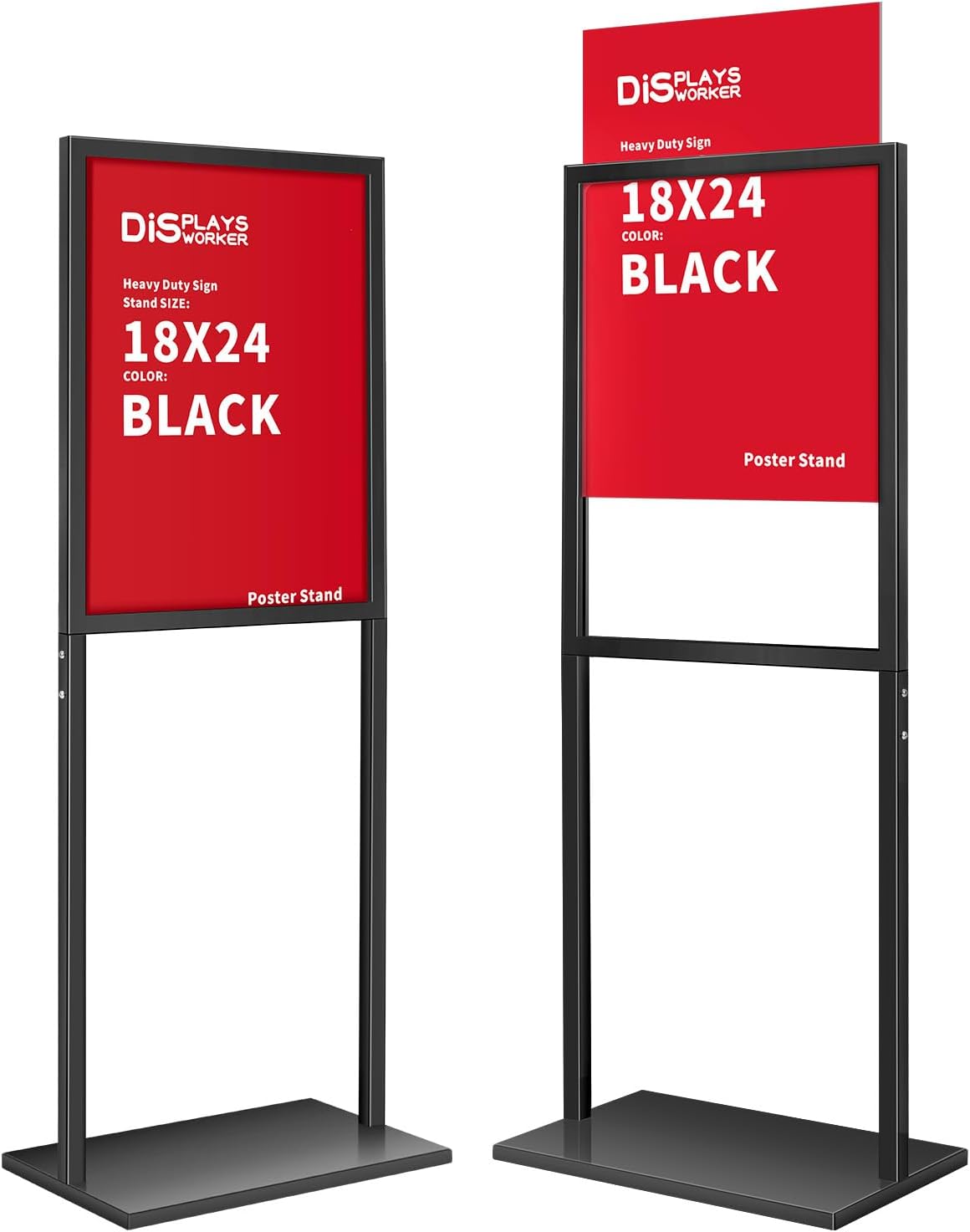 DISPLAYSWORKER Sign holder floor stand, heavy Duty Pedestal poster banner stand for display,18×24 inch slide-in double sided poster sign holder floor standing for board Display (Black, 18×24) - Image 7