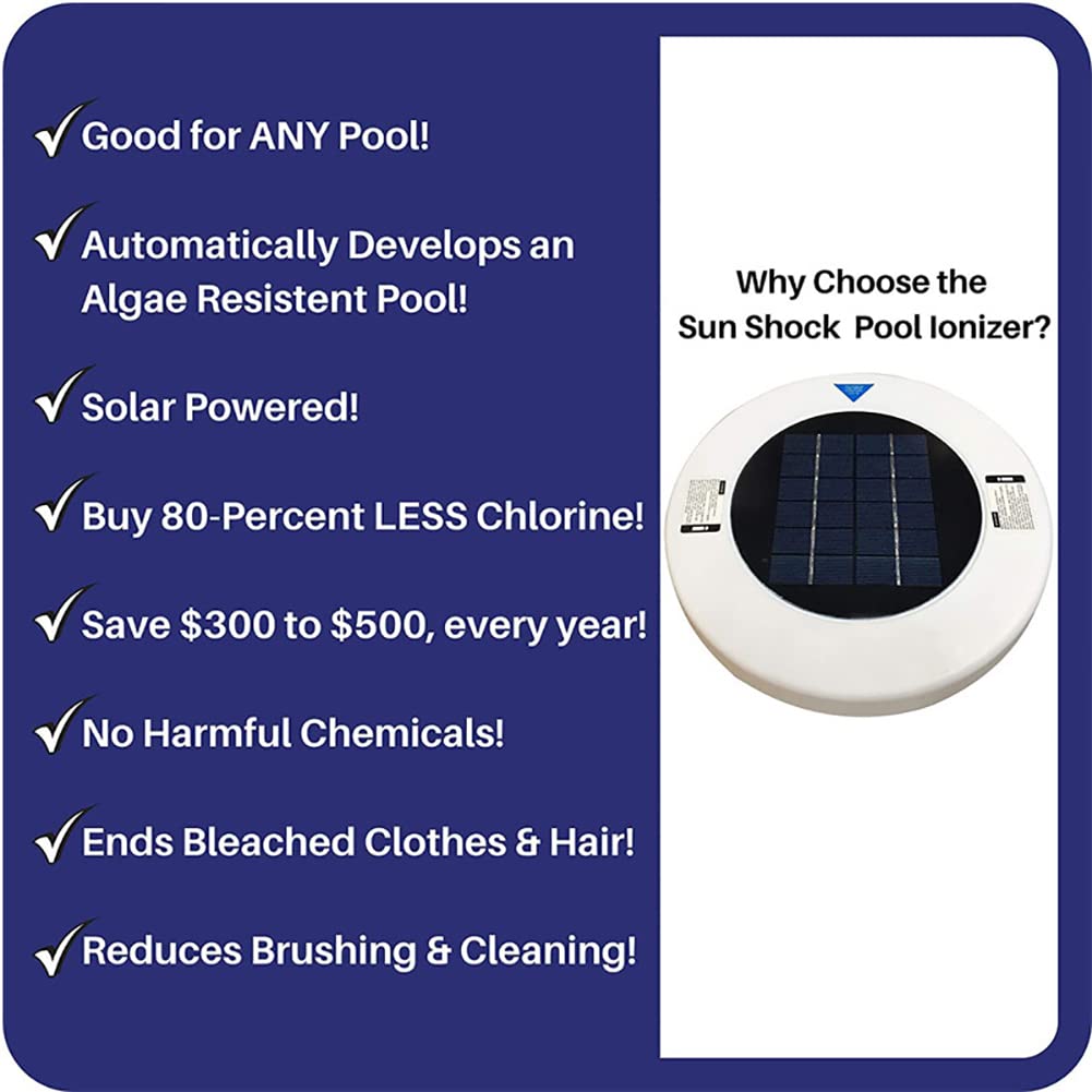 Ioniseur ANOUSH Réduction Chlore 85 Ioniseur Solaire De Piscine – Haute Capacité, 85% De Chlore Solaire Piscine