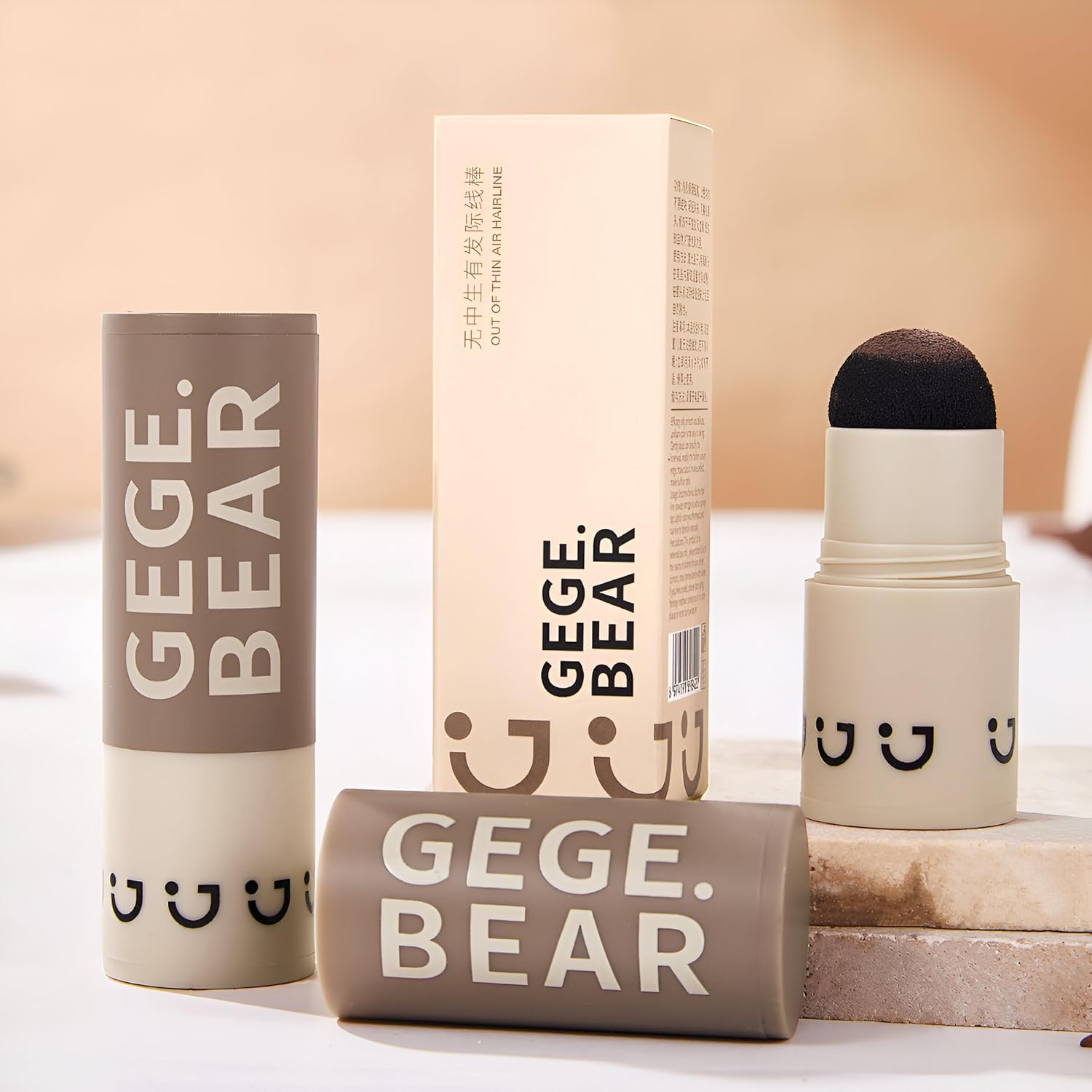 Gege Bear Hairline Powder | Out of Thin Air Hair Thickening | Waterproof Long-Lasting Formula | Matte Natural Finish | Instant Volume Coverage | Built-in Sponge Applicator | Sweat-Resistant Formula | No Transfer Sticky-Free Hair Enhancement (01#Native Black, 2g)-image-11