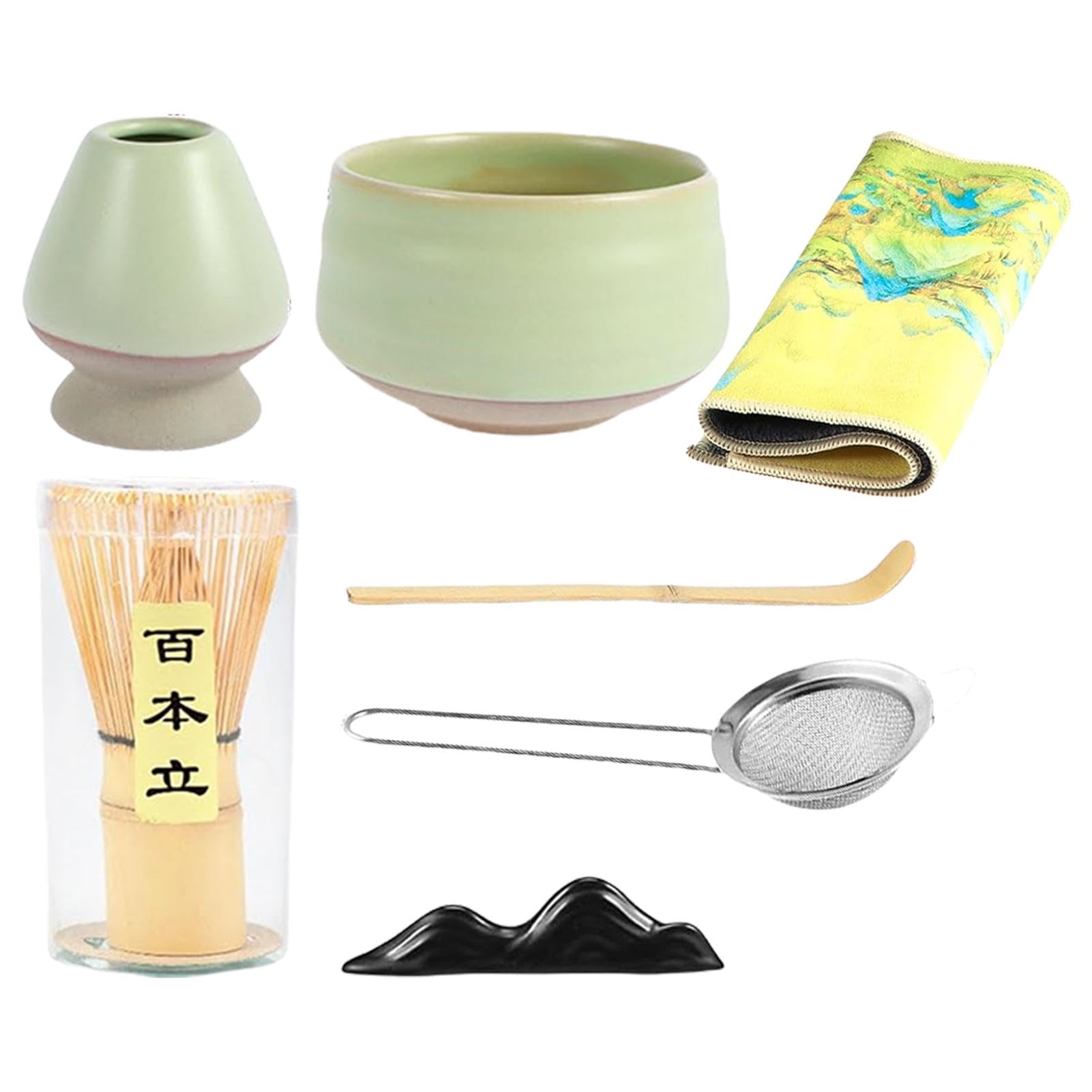 Kit 8 Piezas Ceremonia Té Set De Matcha Yiomxhi - 8 Piezas Con Cuenco,  Batidor De Bambú, Tamiz Y Accesorios - Kit Ceremonia Té Japonés Verde Set De  Te Matcha, image size:1601x1601