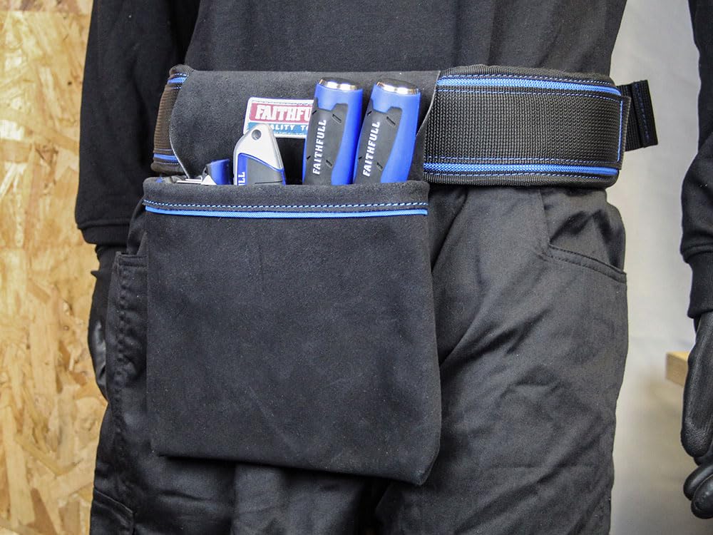 Faithfull Single Pocket Nail Pouch - Tool Pouch Looped for Separate Belt for Carpenters Roofers & Joiners - Black - Image 3
