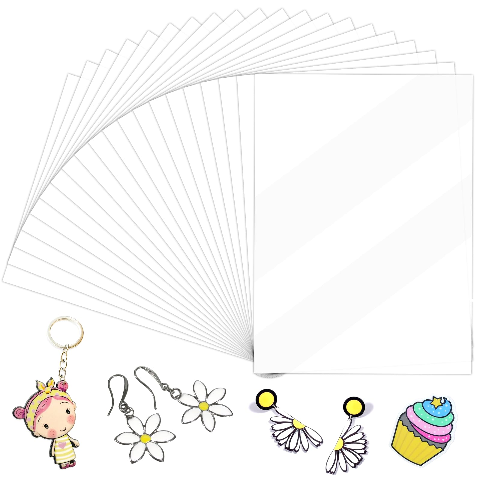 Jinsion 20 sztuk folii termokurczliwej, folia termokurczliwa A4 do malowania, 20 x 29 cm, kurczliwe folie plastikowe, folie termokurczliwe matowe, zestaw folii termokurczliwych