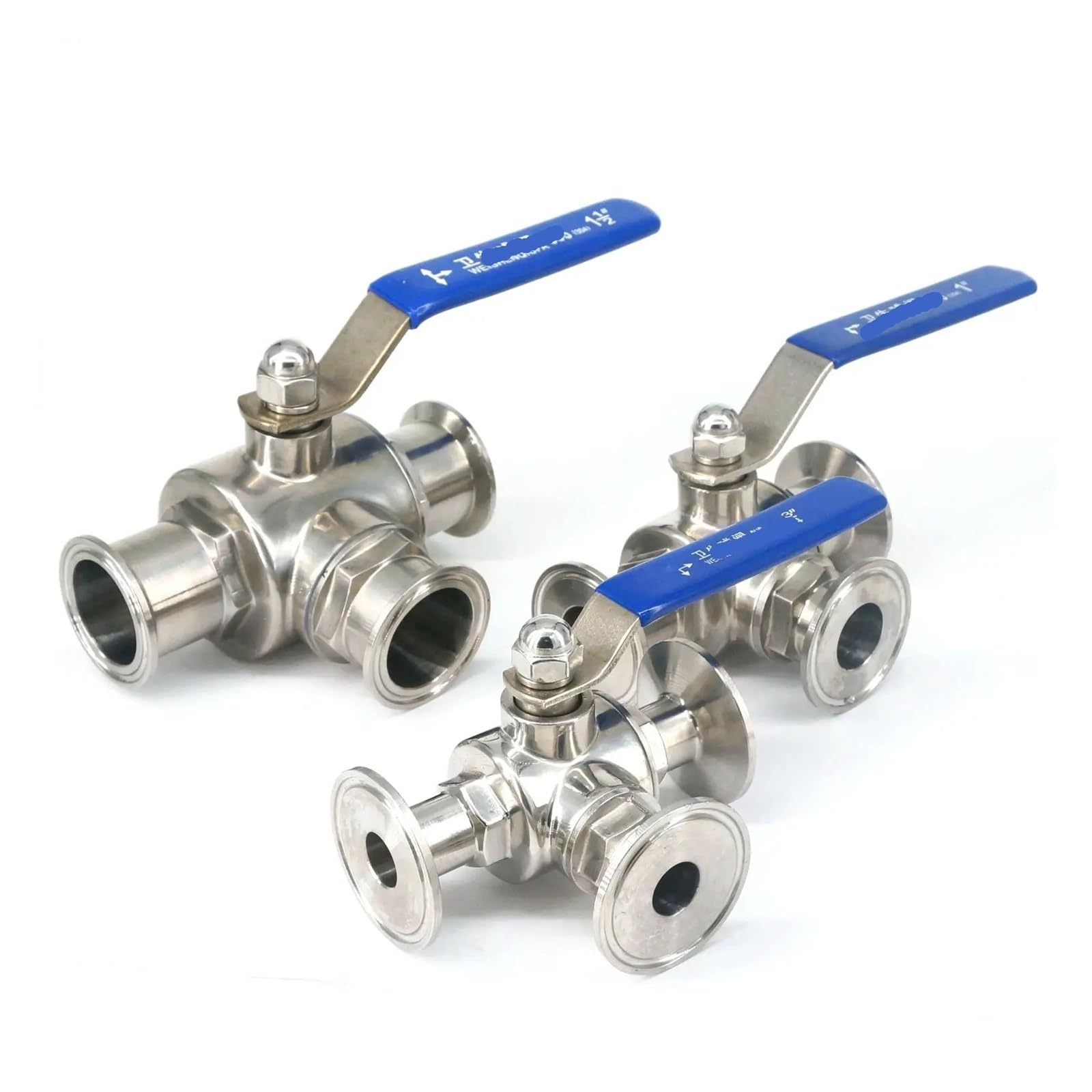 Vanne 3 voies en inox 304 étanchéité triple pince pour dérivation fluide