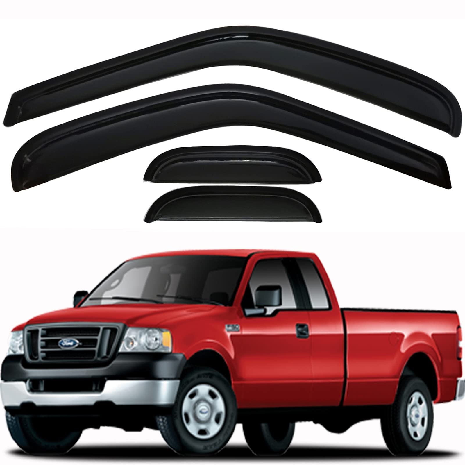 Side Window Visors Vent Shade Wind Deflectors Fit Ford F150 Rain Guards 1997-2003, F250 Light Duty Super Cab 1997-1999, 4PCS 94808