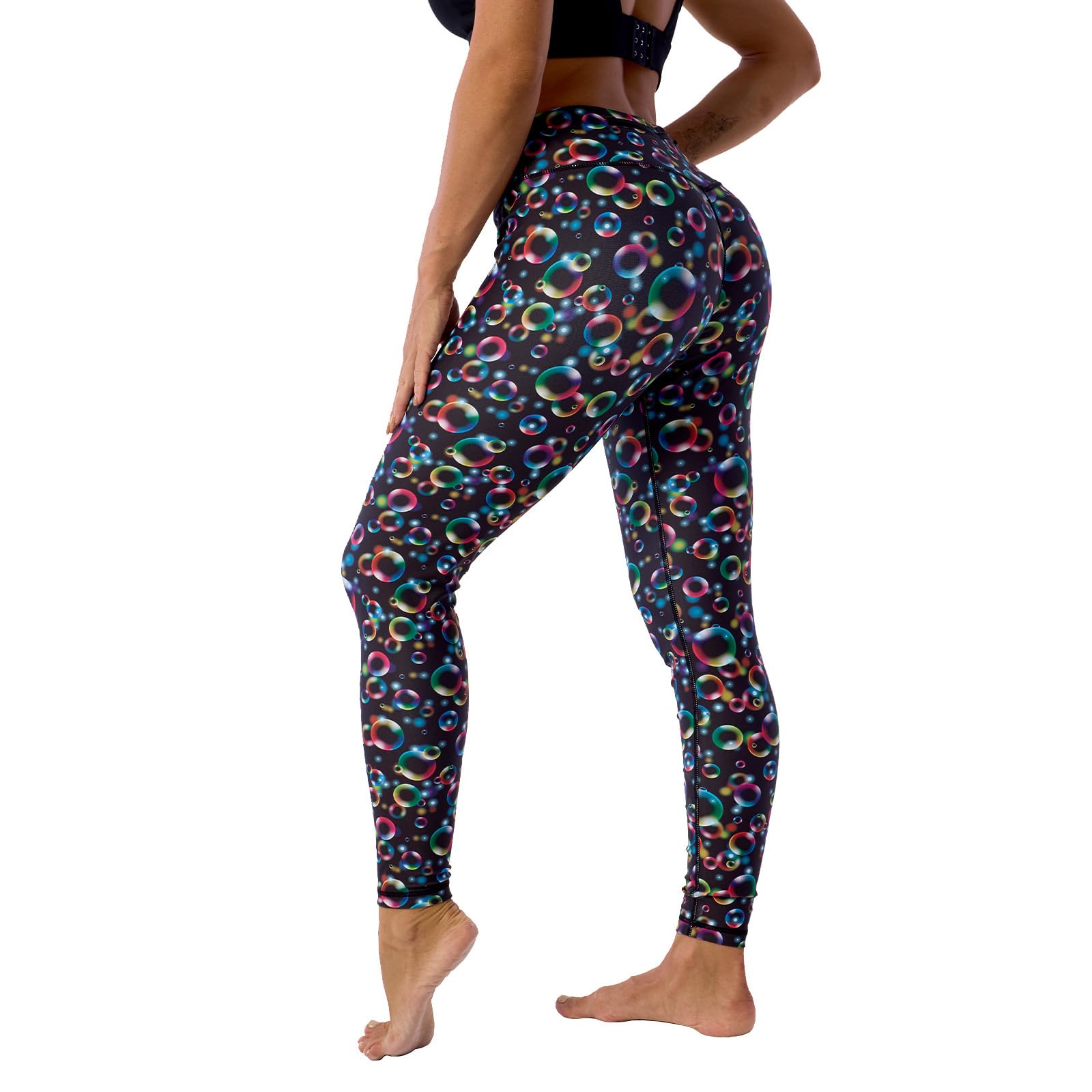 UIUO-UIPEU Women's Printed Yoga Pants with Pockets 7/8 Workout Leggings for Women Tummy Control Compression Leggings