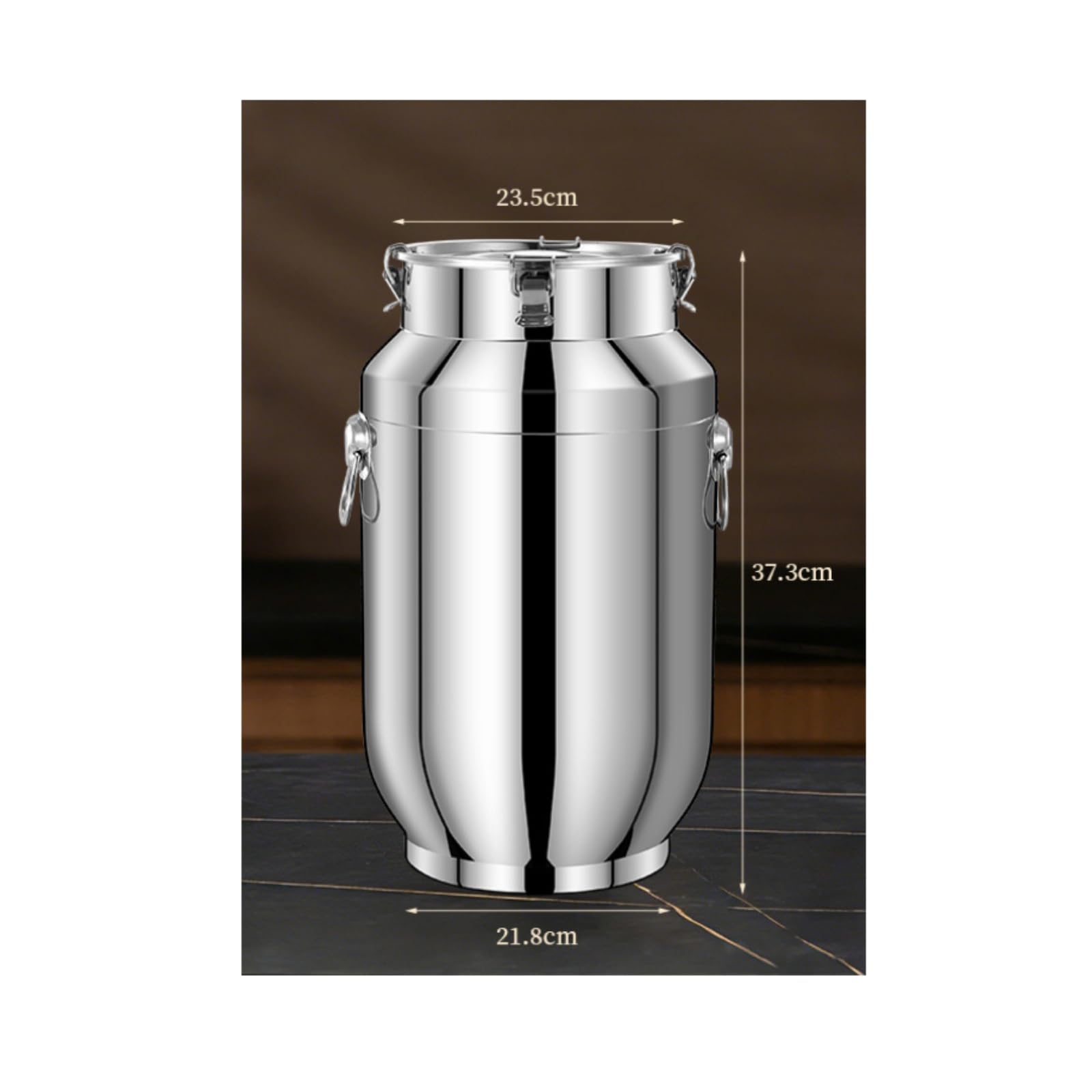 Seau Hermétique Inox Acier Inoxydable Récipient à Double Anse Anti-Humidité, 20L
