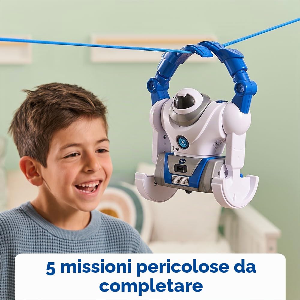 VTech - V-Bot® Explorer, robot per bambini 5 in 1 da costruire e trasformare, parlando e programmabile, giocattolo interattivo high-tech, regalo per bambini dai 5 anni - contenuto in francese, grigio