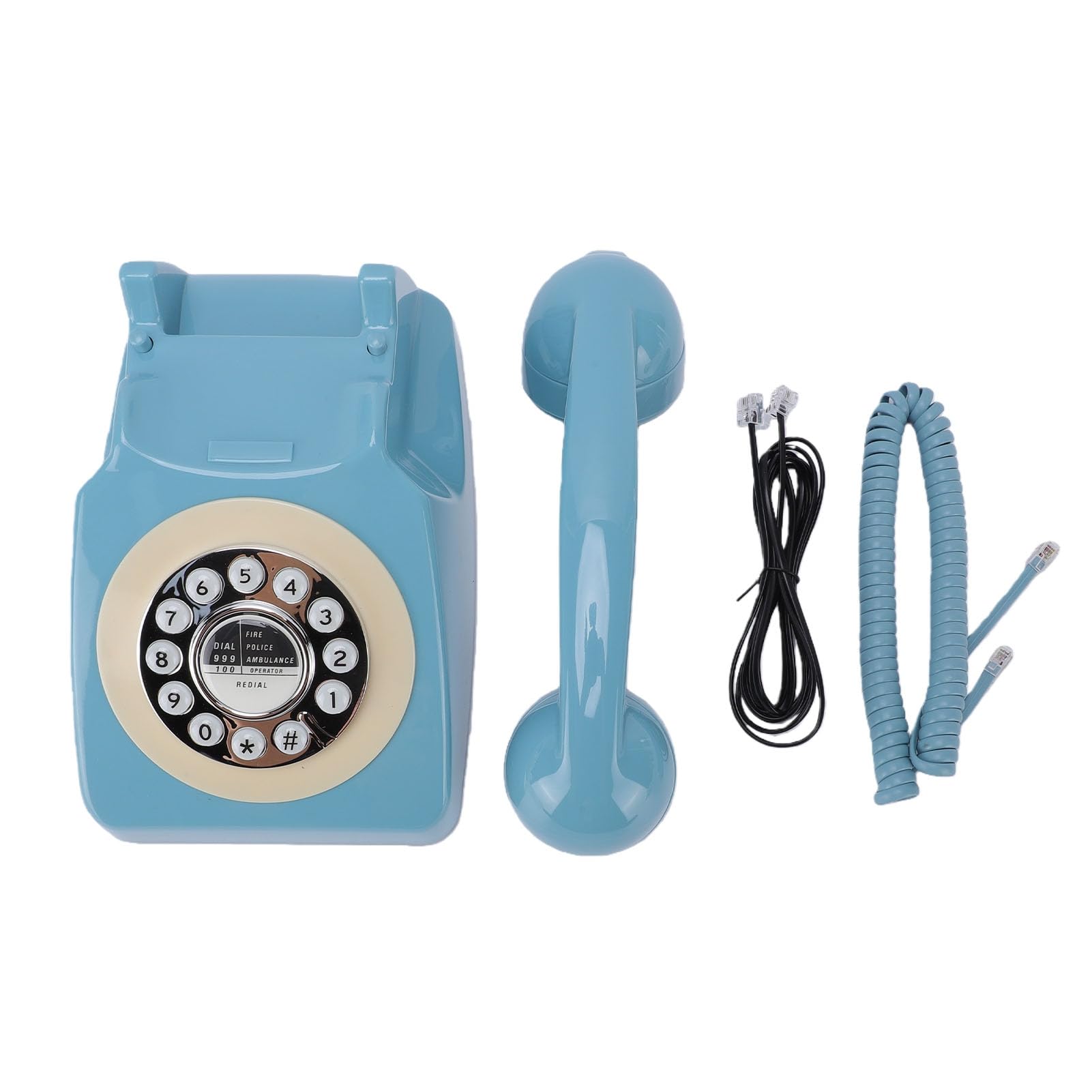 Karlak Zabytkowy Telefon Klasyczny Telefon Domowy z Przyciskami Ponownego Wybierania Złącze RJ11, Uniwersalna kompatybilność, Zabezpieczenie Przed awarią Zasilania dla Dziadków (Niebieski)
