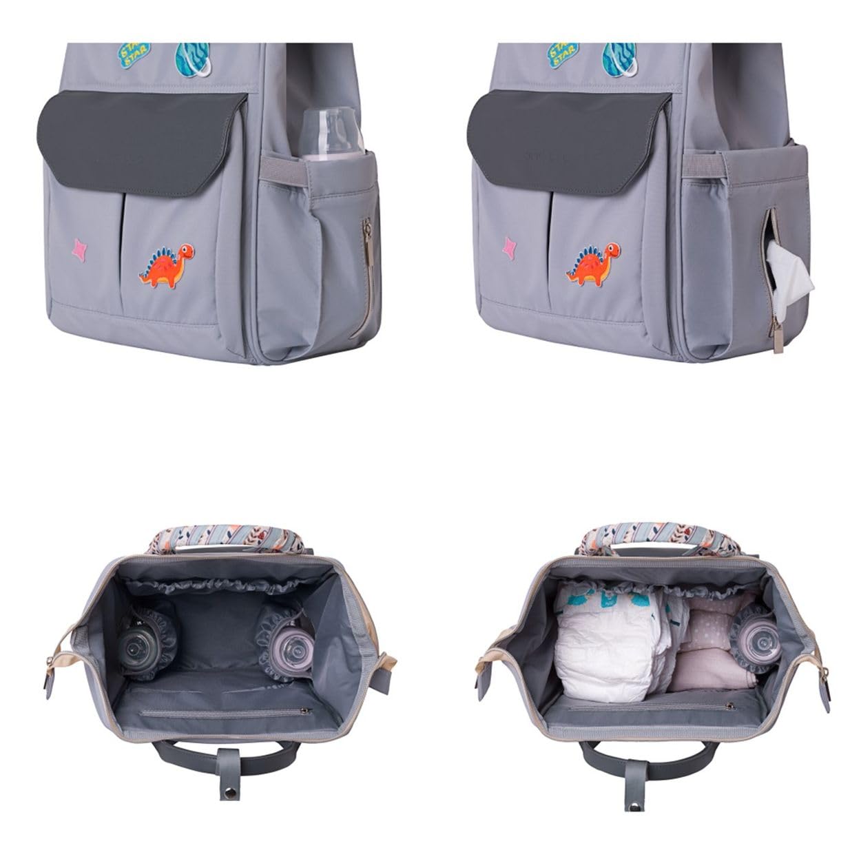 Kikkaboo Wickeltasche Myla Rucksack, Wickeltasche, abnehmbarer Aufkleber Dino