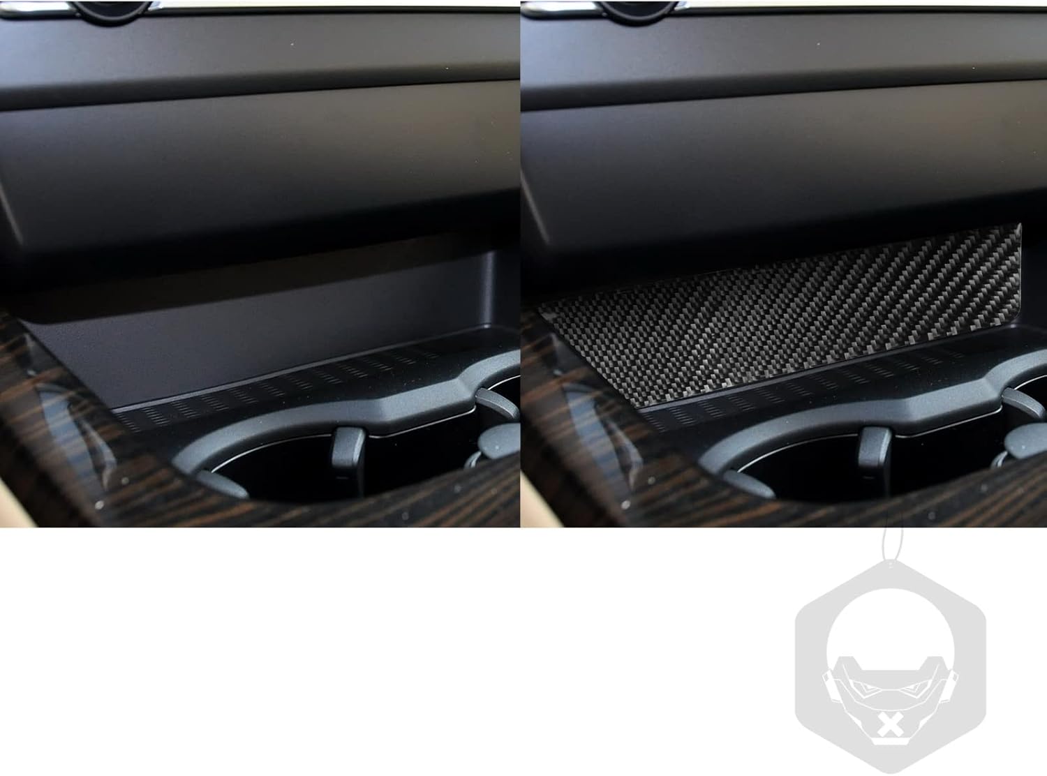 Generic Car Center Console Gear Shift Water Cup Holder Storage Box Trim Cover Panel Sticker Real Carbon Fiber Interior Trim Accessories Compatible with BMW X3 F25 2011-2017 X4 F26 2014-2017 Black