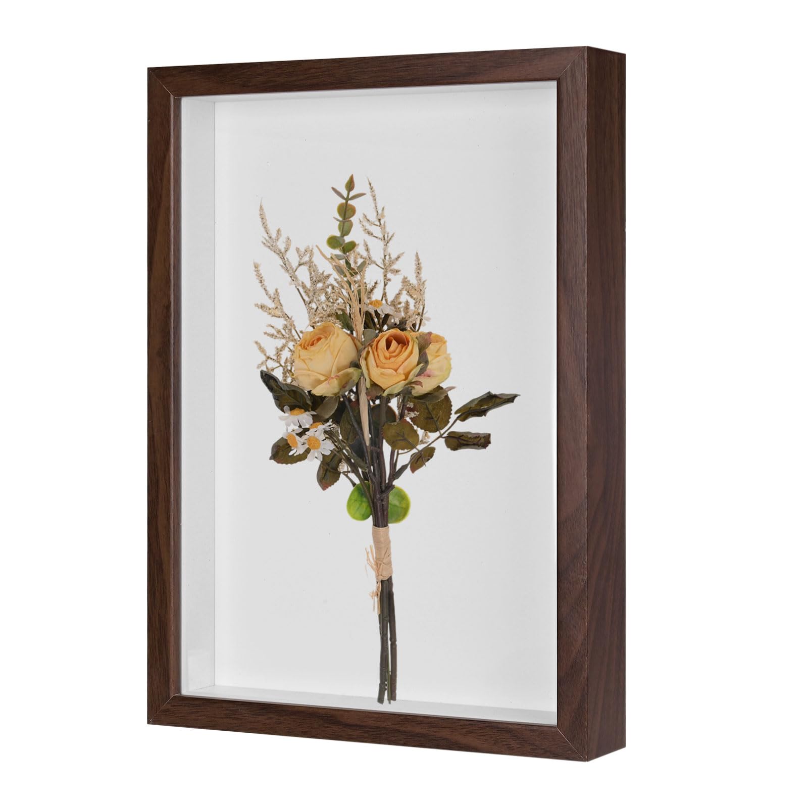 M METERXITY Shadow Box Frame (9 x 13 Inch, Brown) - Wooden Dried Flower Photo Frame, Memory Box Display Case with Felt Back, Apply to Flower/Tickets/Photos/Memorabilia DIY