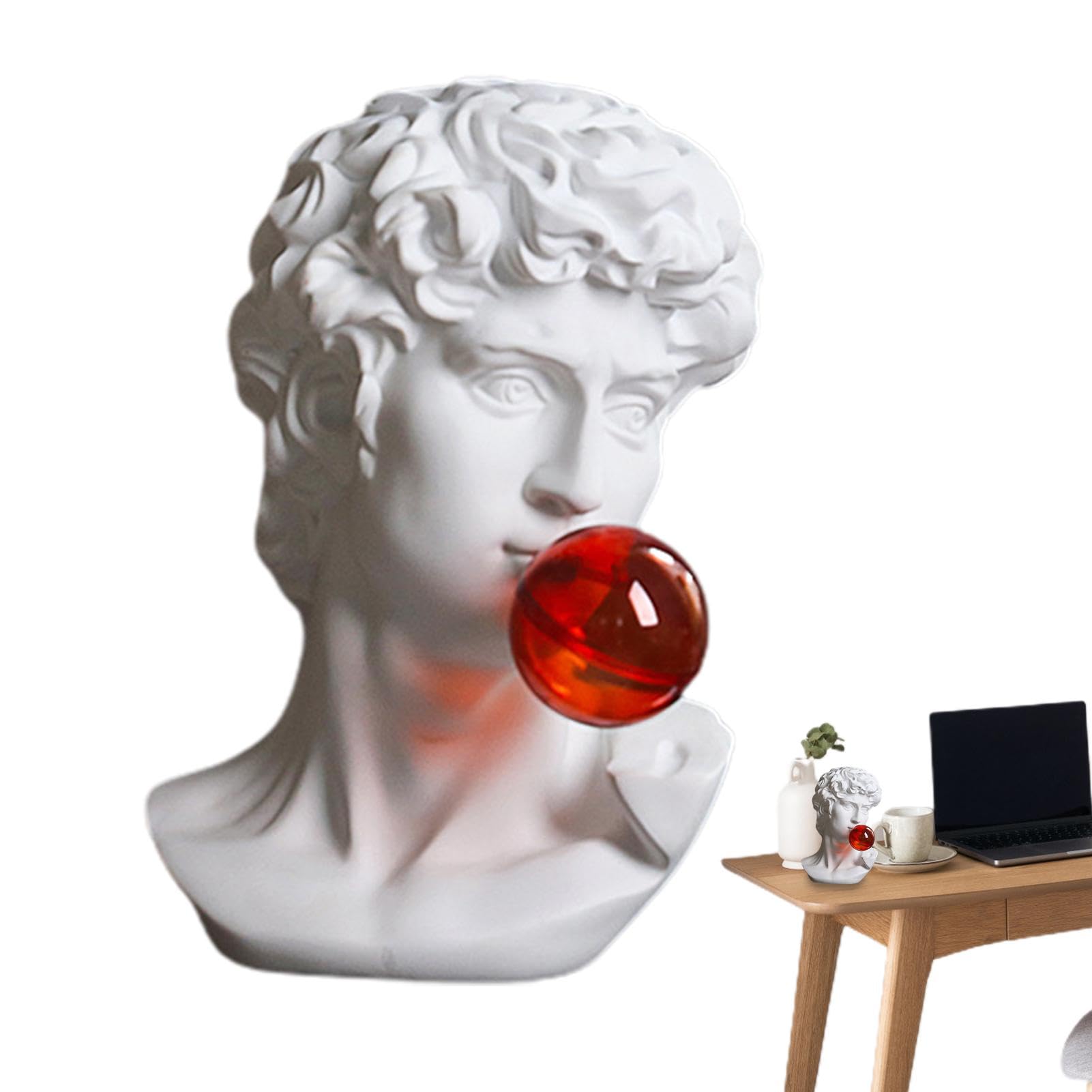 Busto classico – Busto artistico di una scultura di David | Statua unica di David che fa bolle di sapone in resina, ornamenti artigianali multifunzionali, scultura decorativa