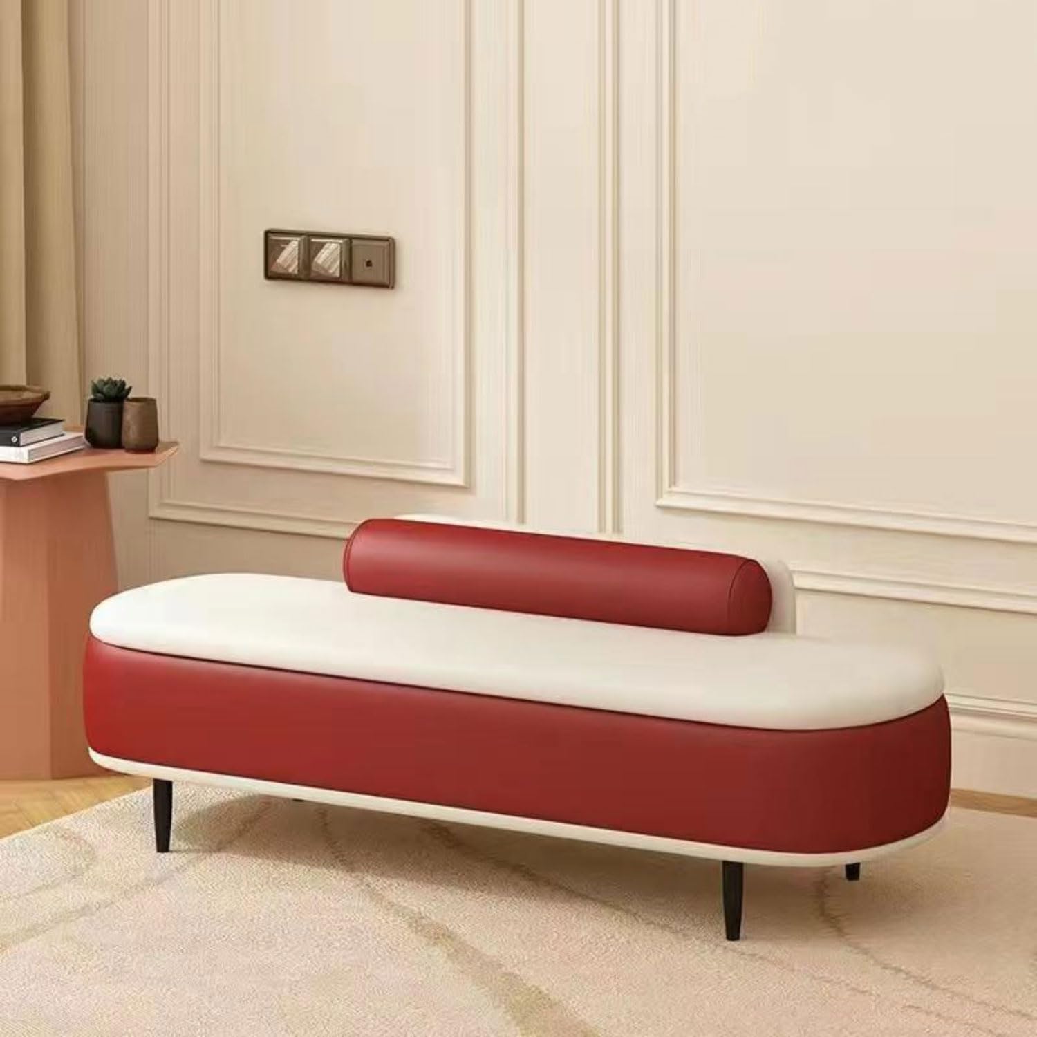 LWJSOCP Leather Upholstered Storage Bench Multifunctional Bedside Shoe Change Stool Footrest for Entryway Stylish Sofa Bench with Ample Storage Space