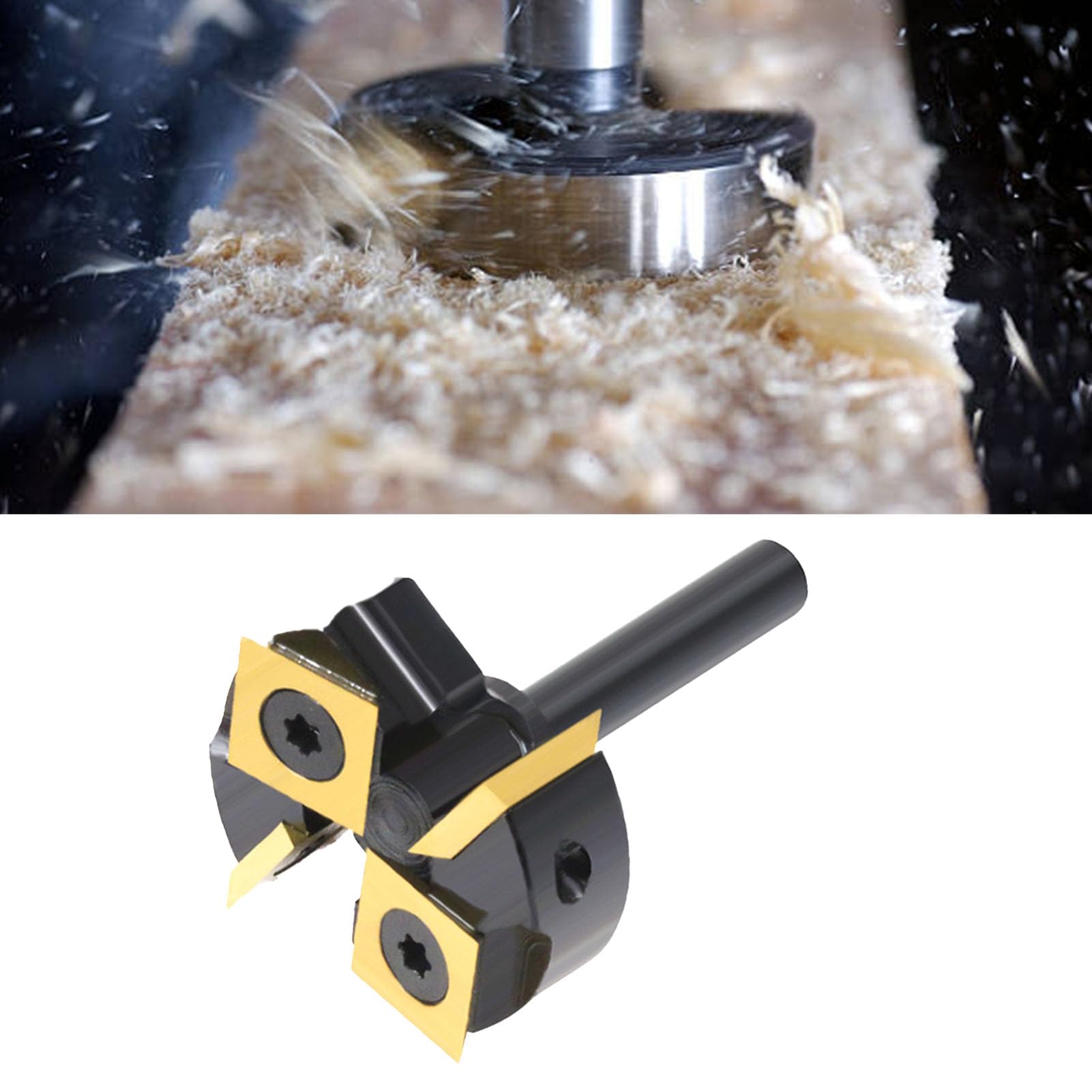 Bewinner Broca para Enrutador de Superficie de Spoilboard con Revestimiento de Ti de 1-3/8", Vástago de 1/4", Broca para Aplanamiento de Losa de 4 Flautas para CNC, Procesamiento y Cepillado de