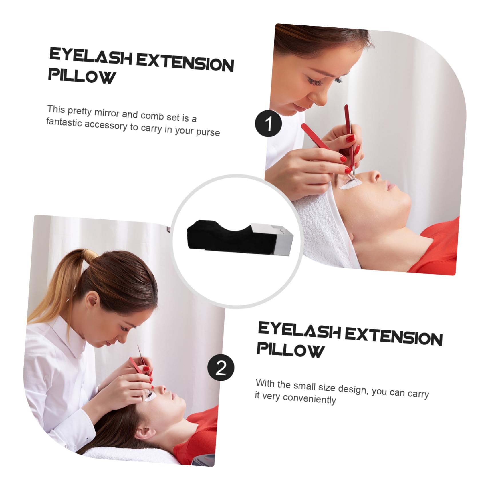 Cabilock Almohada para Injerto de Pestañas Negra de Flanela Acrílica | Soporte para Cabeza y Hombros, Diseño Ortopédico, Estiramiento Cervical, Uso en Salón Casa