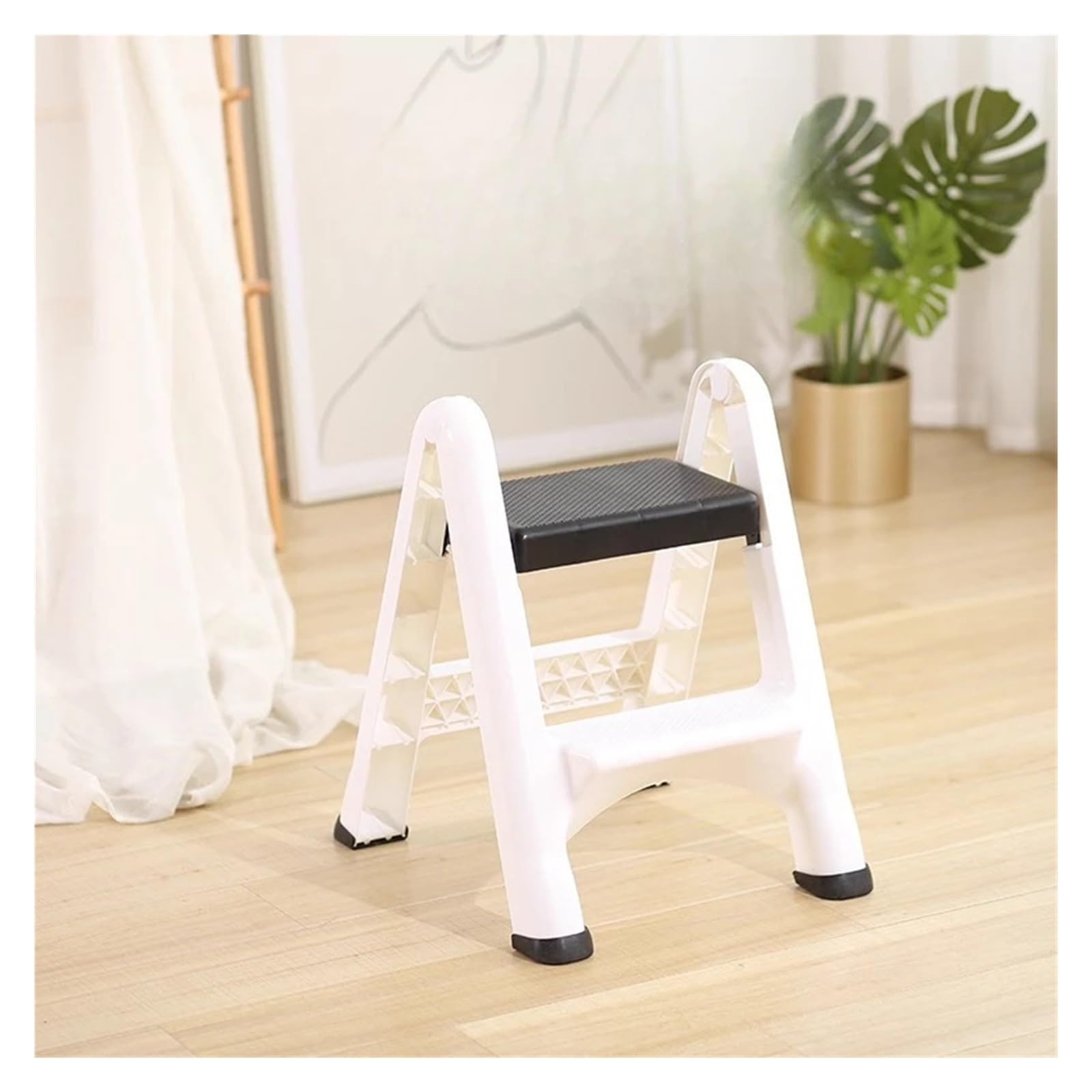 Escalera de 2 Peldaños Taburete Plegable Resistente de 2 peldaños, Escalera plástico Multifuncional for el hogar, Garaje o Taller