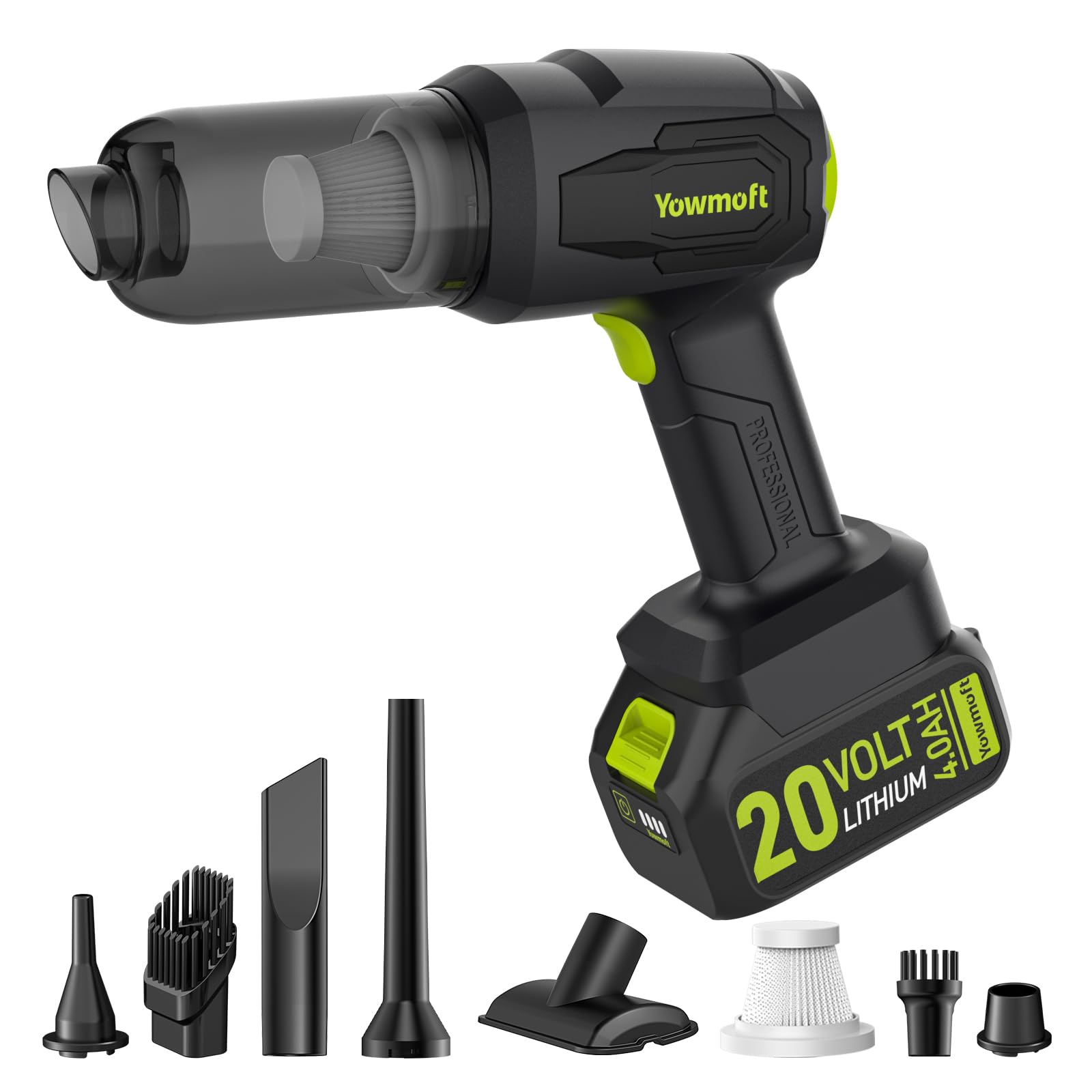 YOWMOFT 3 in 1 Handheld Car Vacuum Portable Cordless with 21000pa Strong Suction, Handheld Vacuum Cordless & Blower Kit with 200W Brushless Motor, Mini Vacuum Cleaner for Car, Home, Office