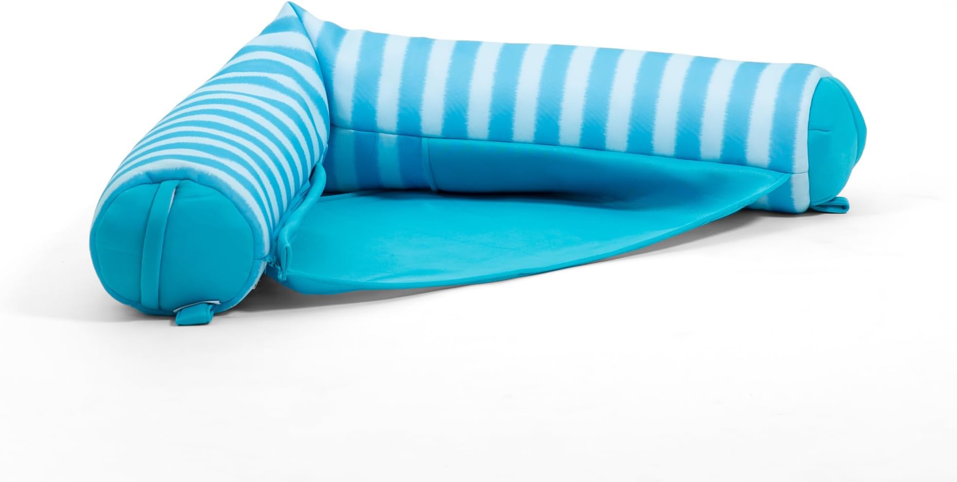 Noodle Sling No Inflation Needed Pool Seat with Armrests, Light Blue Zag Stripe Double Sided Mesh, Quick Draining Fabric, 3 feet