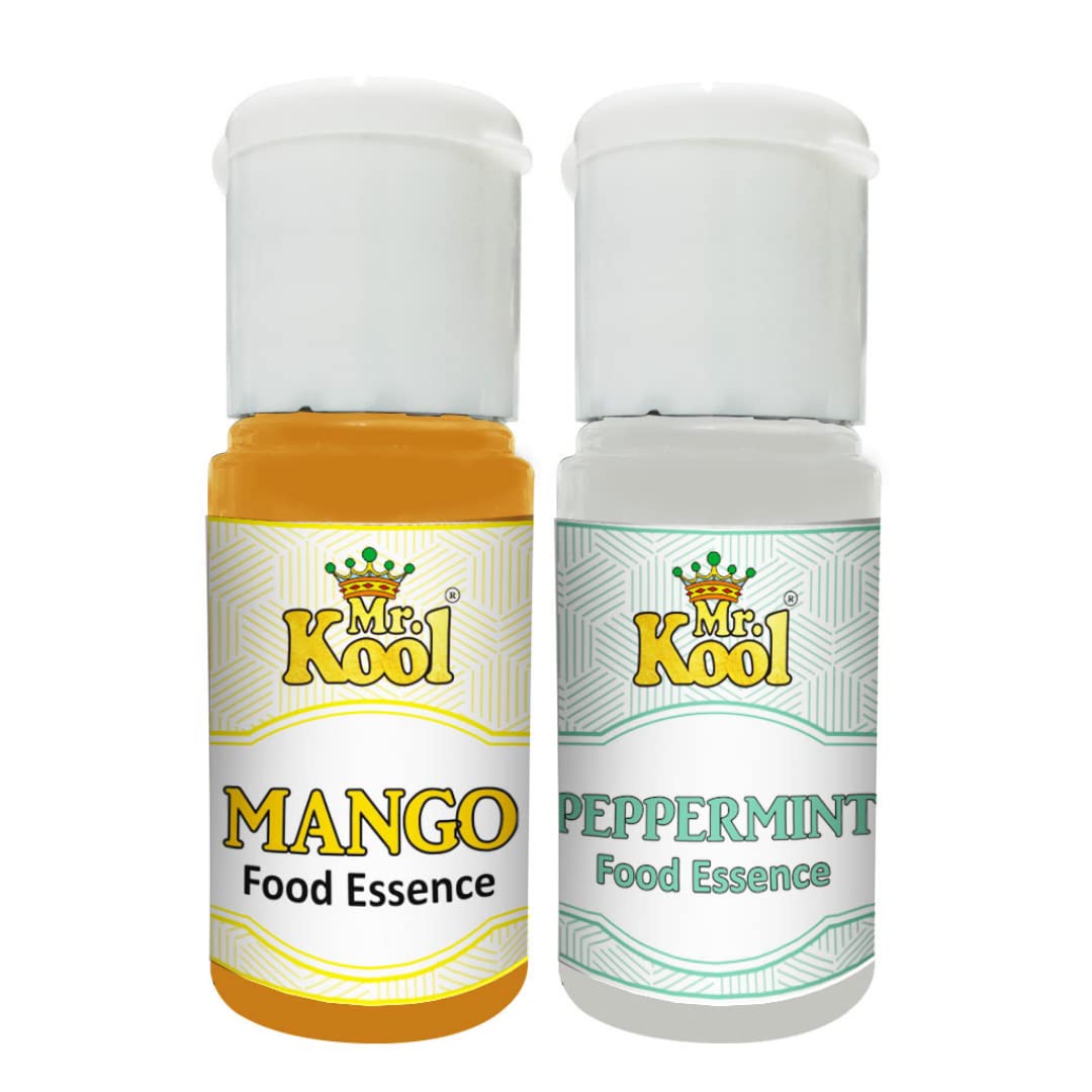Mr. Kool Food Essence Mango & Peppermint 20ml (Pack of 2) | Ideal for Baking, Desserts, Ice Creams, Beverages & More | Natural Flavoring for Rich & Aromatic Taste