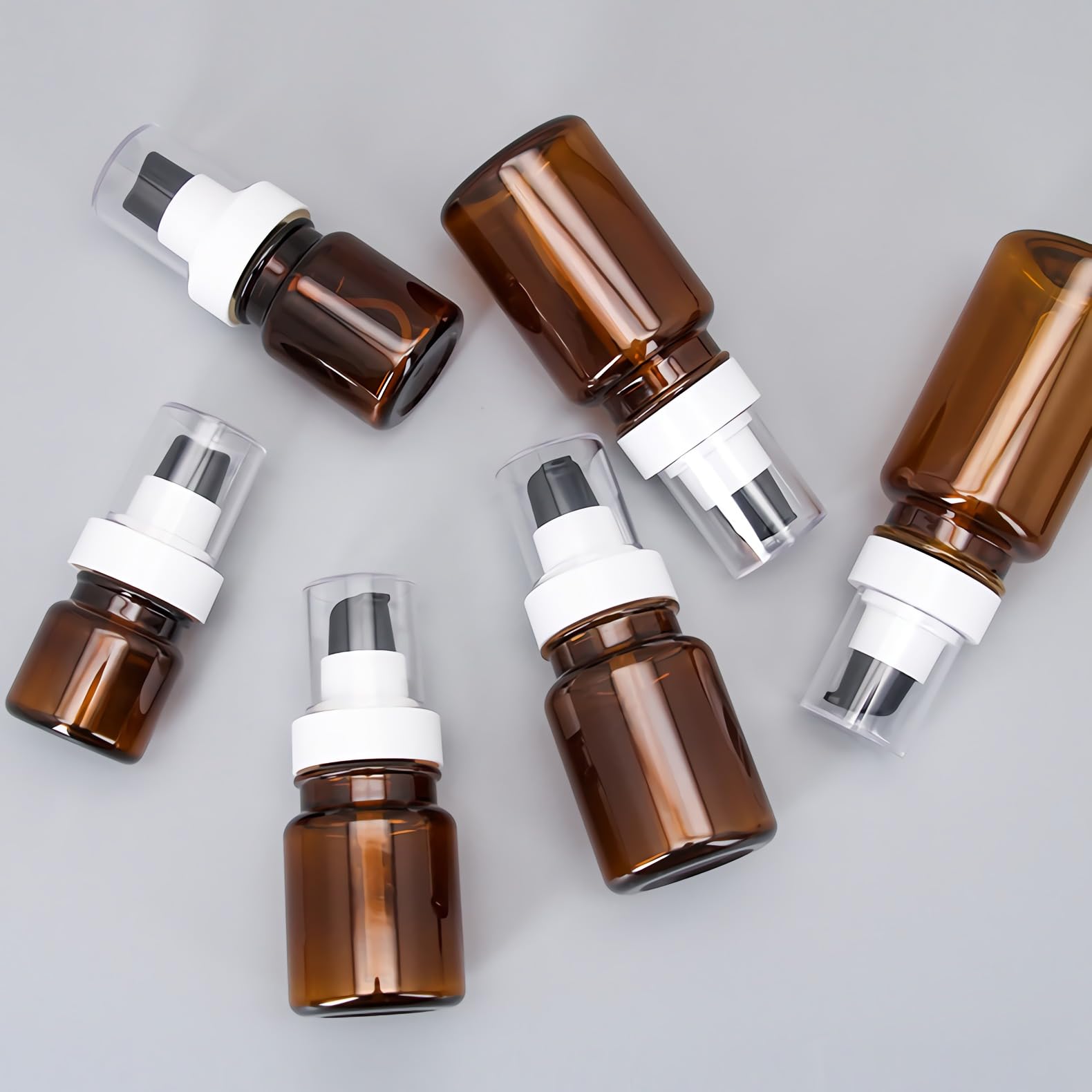 24 Stück, 100ml Braun Plastik Kunststoff Pumpflasche Gelspender Flasche mit Lotion-Spender für Seife Kosmetik Lotionen Gels Cream