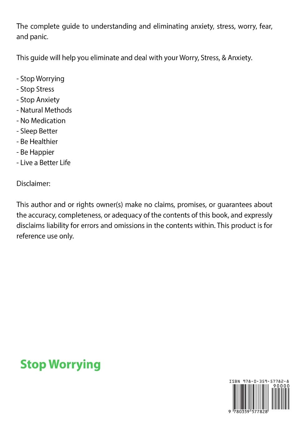 Stop Worrying How to Eliminate Worry, Stress, & Anxiety to Sleep Better & Be Healthier