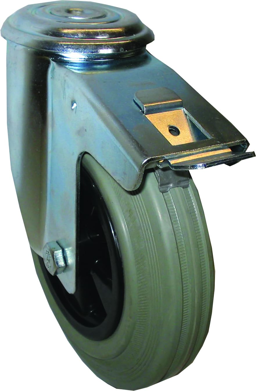 Gummi-Lenkrollen (TPR) mit Feststeller, Rad ø 125mm Gummi-Lenkrollen (TPR) mit Feststeller, Rad ø 125mm