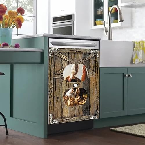 Miniatura 10 de Cowfeel Cubierta magnética de madera retro para puerta de lavavajillas, panel creativo para electrodomésticos de cocina, decoración de refrigerador,