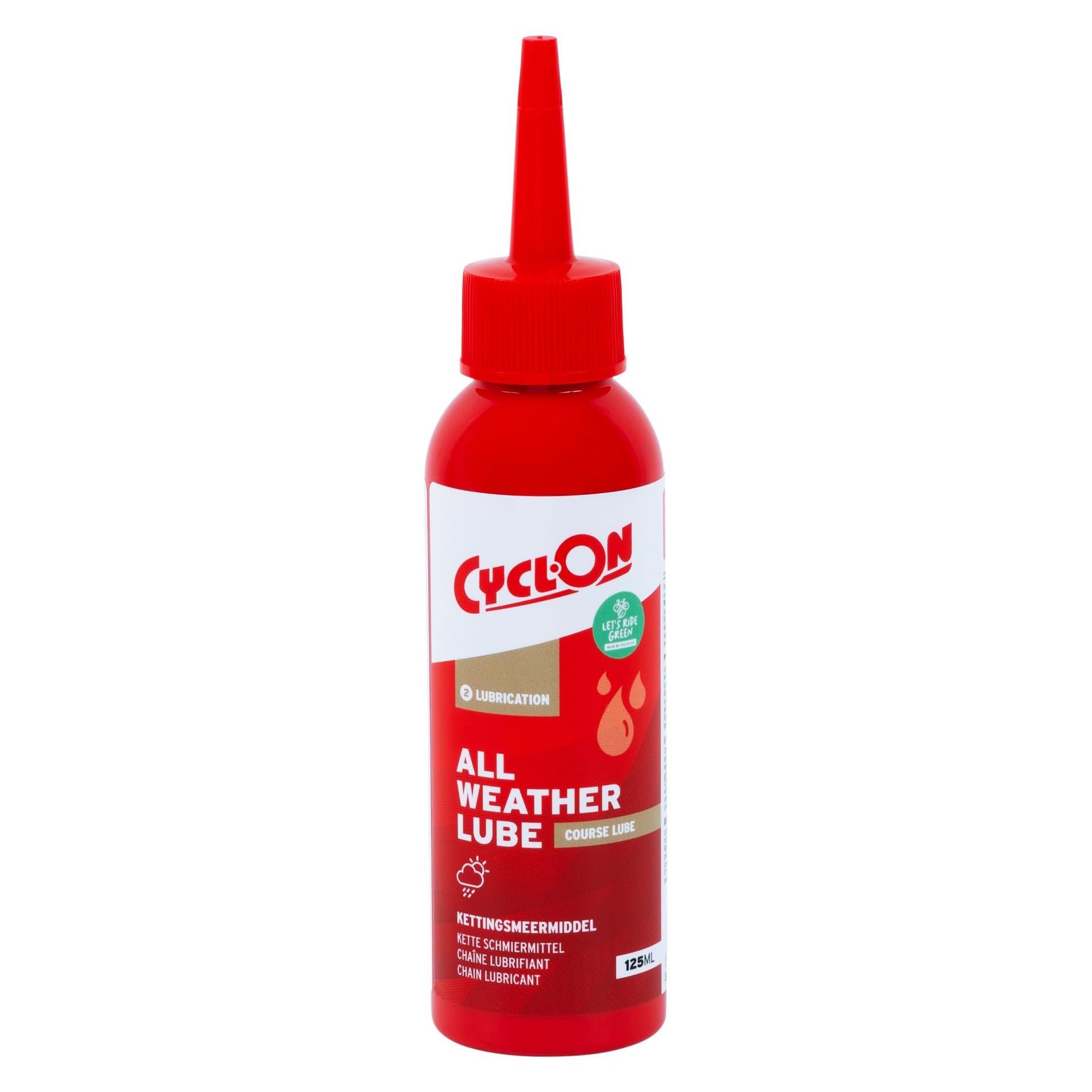 CyclOn All Weather Lube Lube | Biodegradable All‑Condition Bicycle Chain Lubricant | Long‑Lasting Micro‑Additive Formula | Reduces Friction & Wear for Road, MTB & E‑Bikes | 125ml