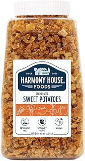 Harmony House Foods Dried Sweet Potato, diced (19.5 oz, Quart Size Jar) for Cooking, Camping, Emergency Supply, and More
