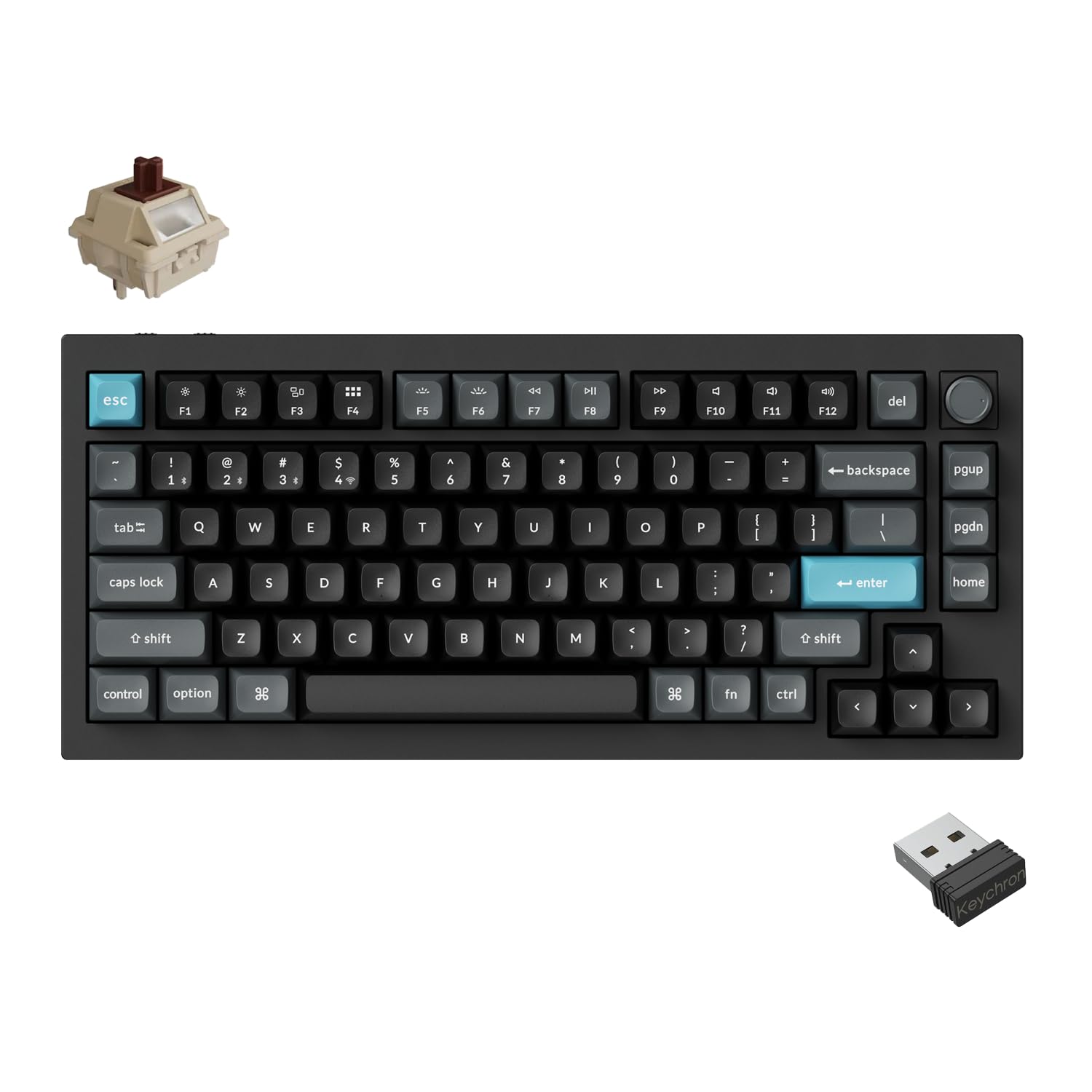 「国内正規品」Keychron Q1 Ultra 8K メカニカルキーボード 2.4G/Bluetooth/有線 USレイアウト 茶軸 ブラック