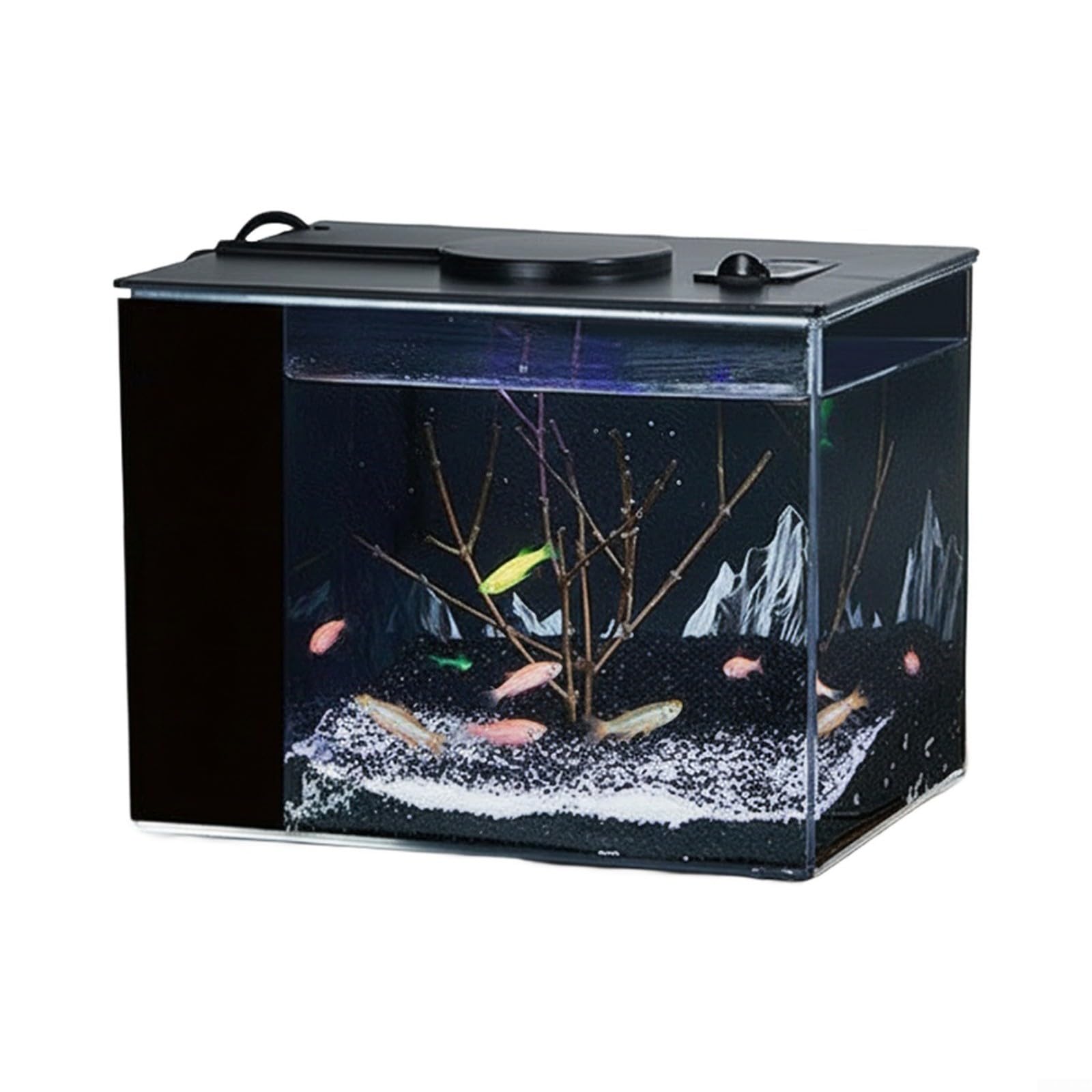 GANCEI Fish Tank With Self-Circulation Filter, 160L/H Pump, Adjustable LED Light, Desktop Ecological Aquarium For Home Office(S)
