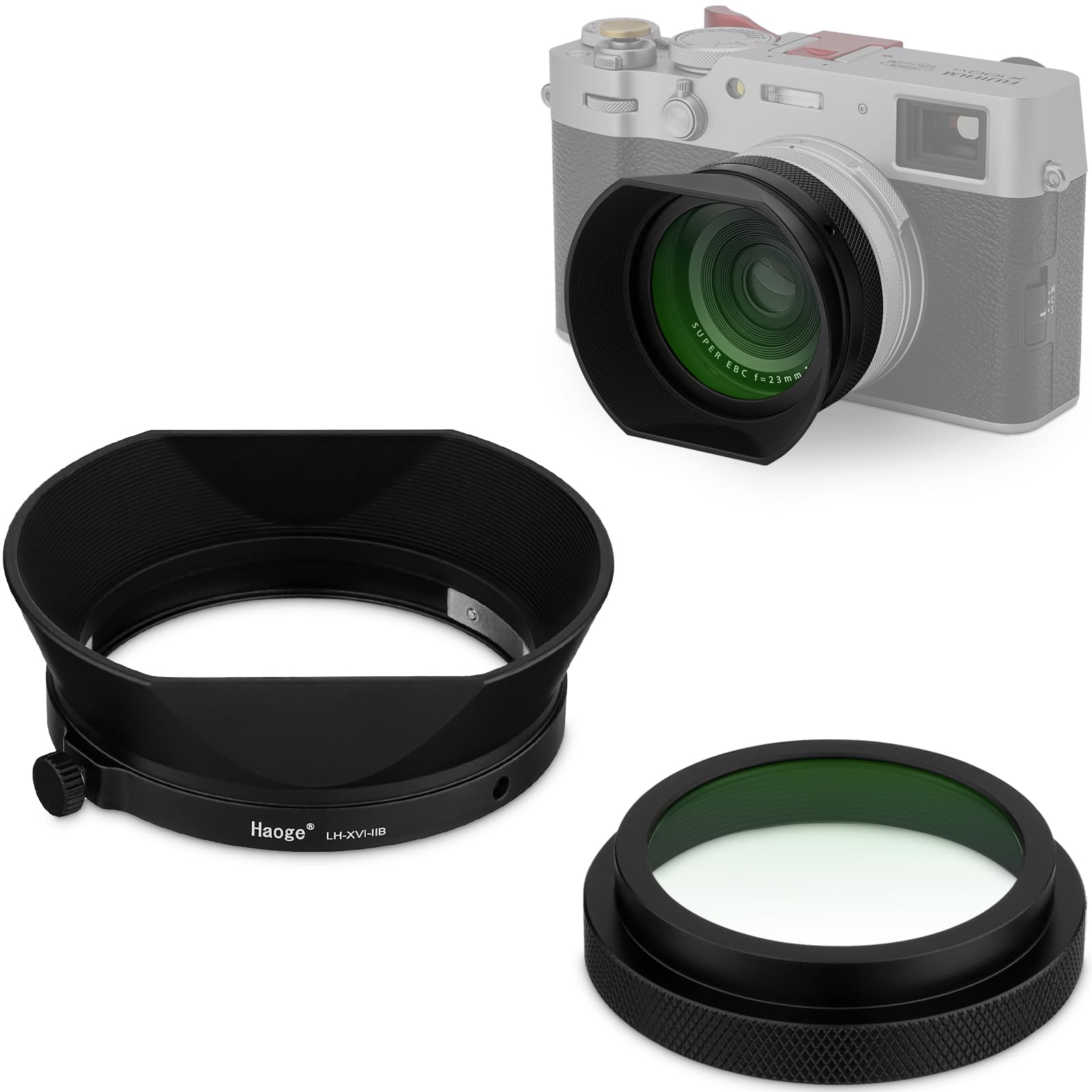 Haoge Metal Square Lens Hood Lens & MC UV Protection Filter for Fujifilm X100 Series X100VI X100V X100F X100T Camera Accessories Waterproof HD Optical