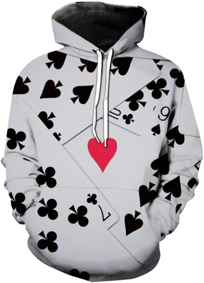 Personality Creative Poker Hoodie Unisex Spades Poker 3D Digital Print