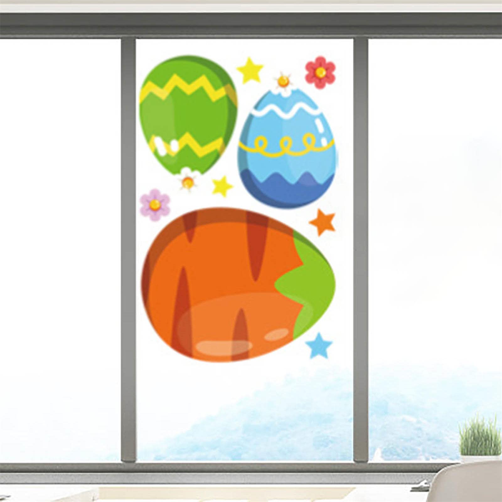 Graz Design - Adesivi Per Finestre Pasqua Con Coniglietti E Uova - 9 Fogli Riutilizzabili, 80 Elementi - Decorazione Primaverile