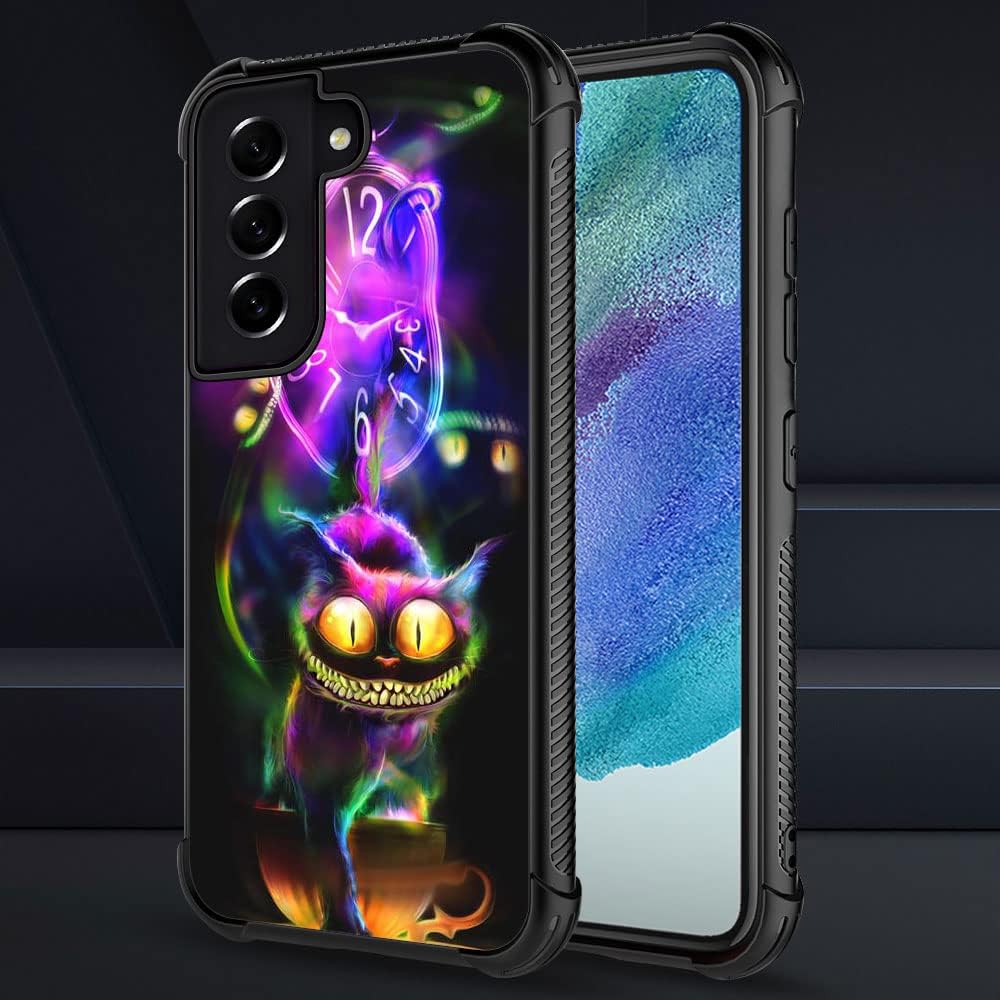 GoodsproutCompatible with Samsung Galaxy S22 Case,Cheshire Cat Back+Soft Silicone Acrylic TPU Design Shock Fall Prevention Protective Case for Samsung Galaxy S22