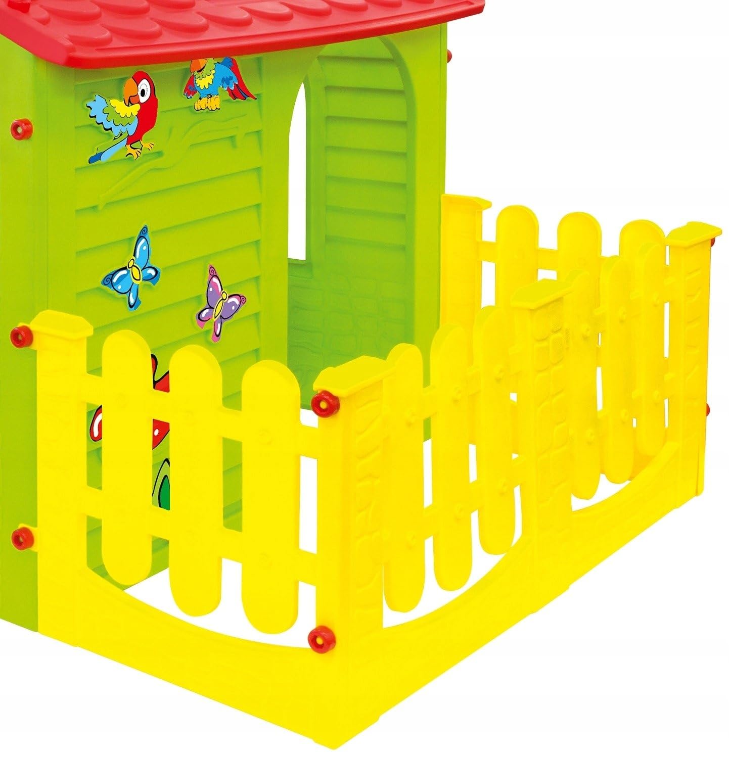 Mochtoys Spielhaus für Kinder - Kinderhaus mit Kleinem Garten, Outdoor Gartenhaus für die Jüngsten mit Terrasse und zu öffnenden Fenstern, Wetterfest, REGT Fantasie und Kreativität an